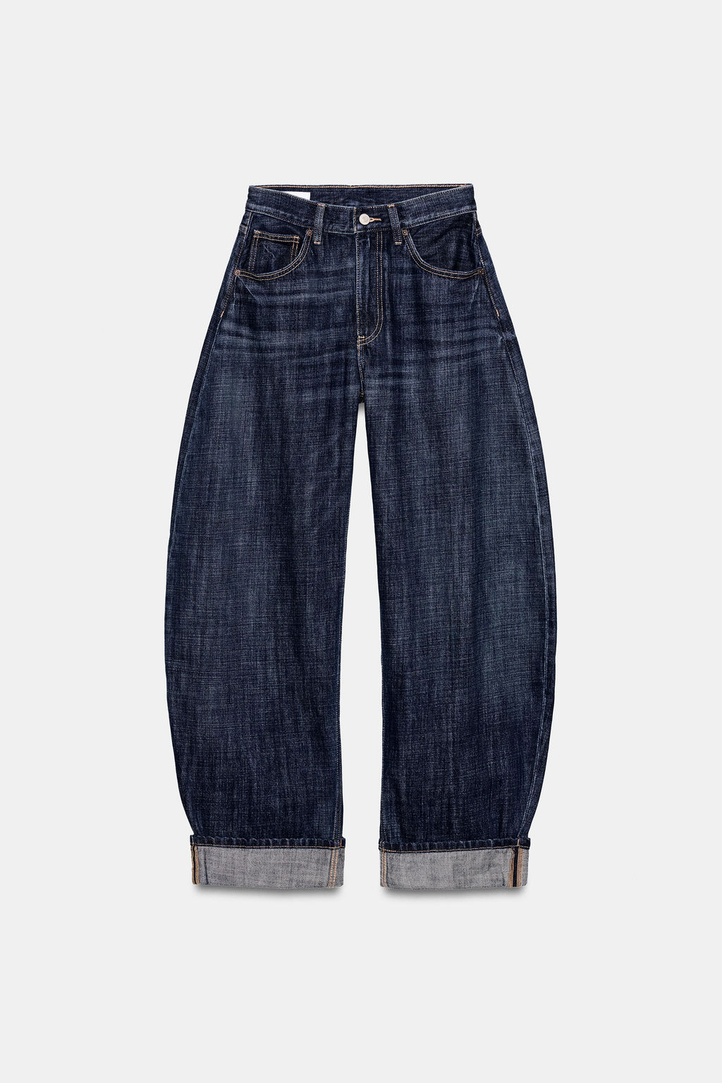 JEANS TRF BARREL FOLDED TIRO MEDIO / ?ndigo oscuro - Zara фото 8