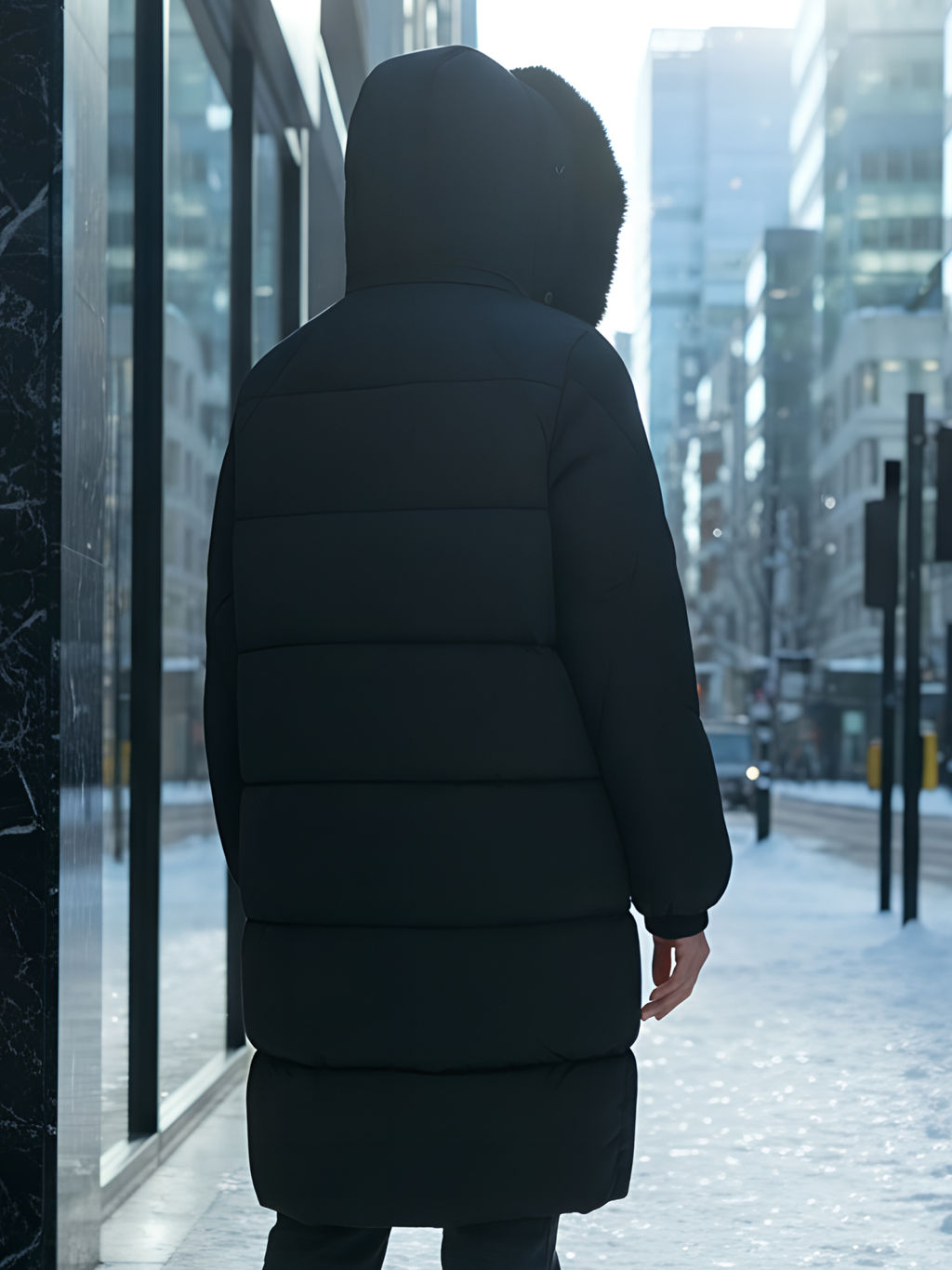 Пальто зимнее утепленное с мехом и капюшоном тренд черного цвета 7629Ch Бренд: Visdeer