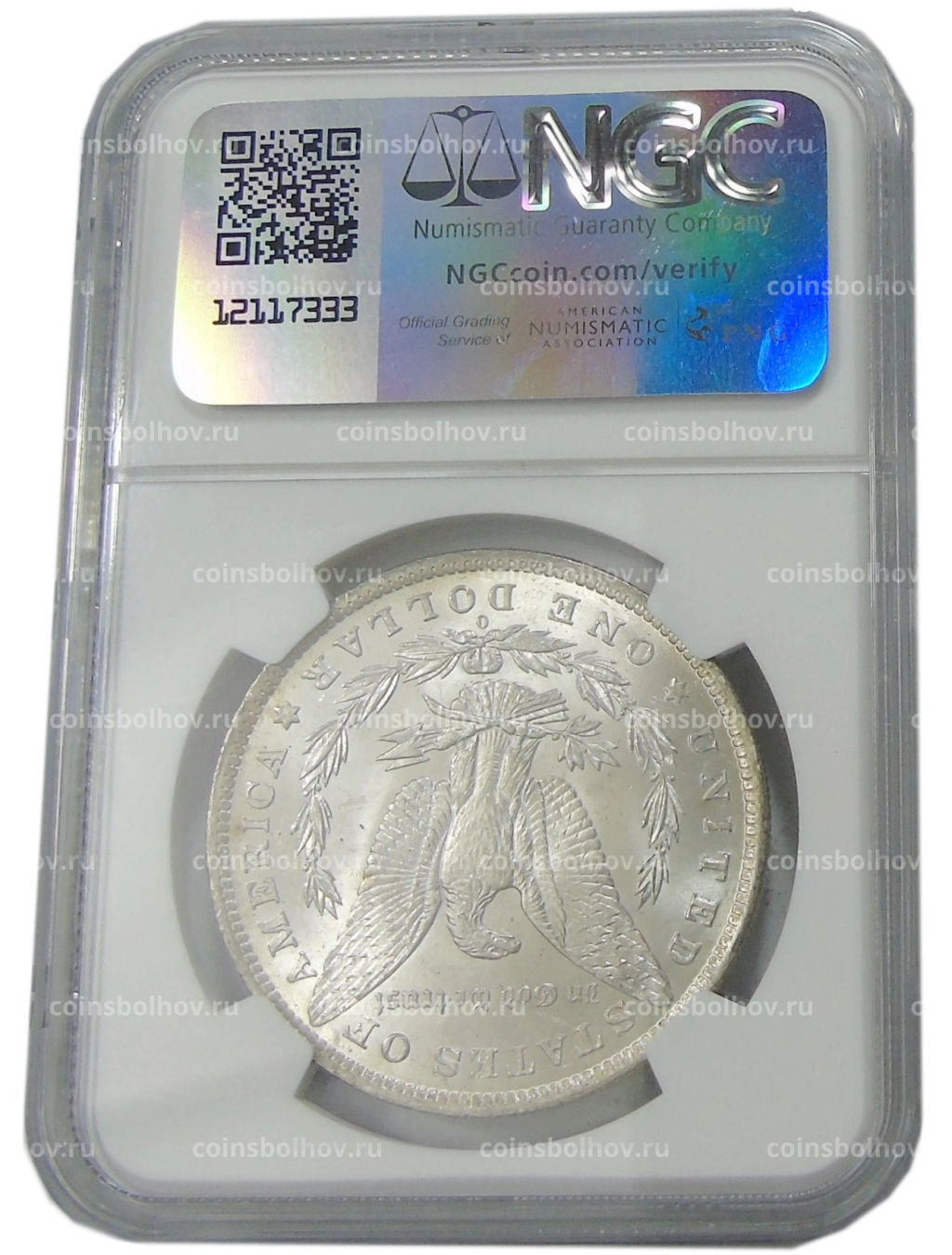 1 доллар 1884 года О США Доллар Моргана (в слабе NGC MS 63)