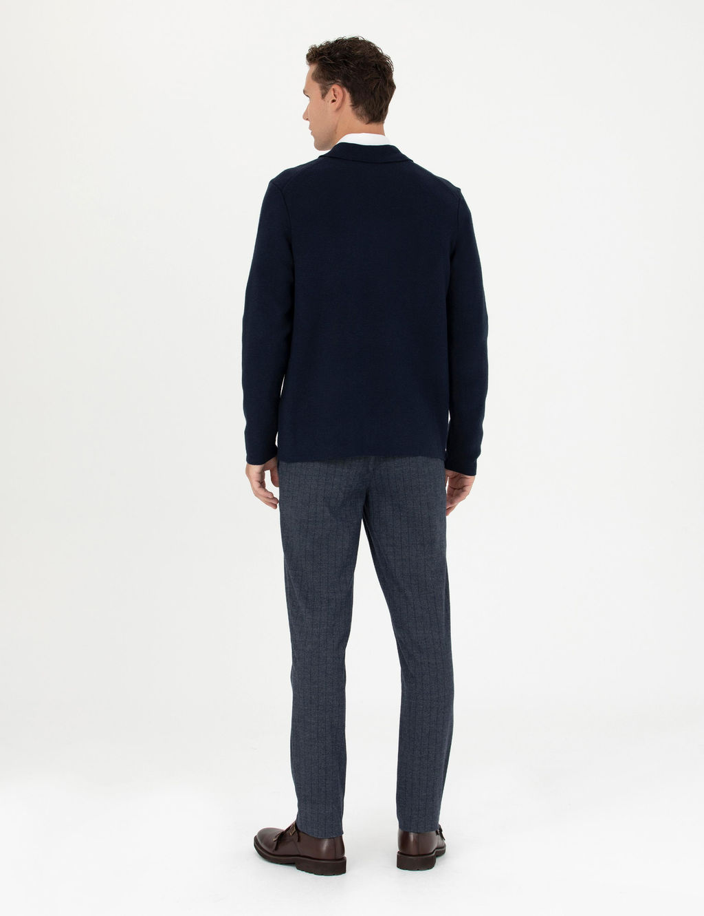 Lacivert Ekstra Slim Fit _izgili Kuma_ Pantolon