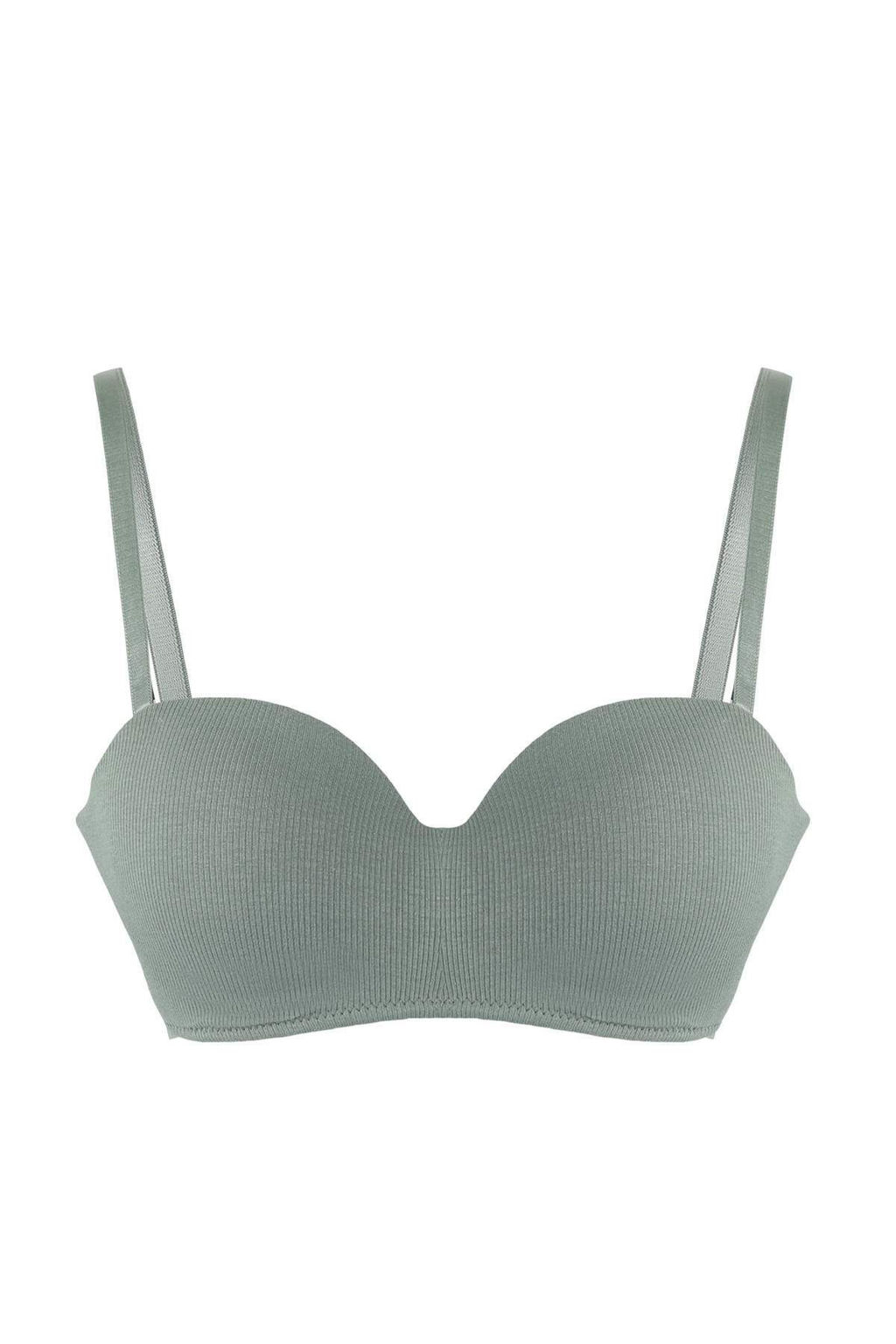 Siyah-Yesil 2li Kaskorse Balenli Duz Sabit Kap Balconette Sutyen THMAW26SU00006 - Trendyolmilla фото 9