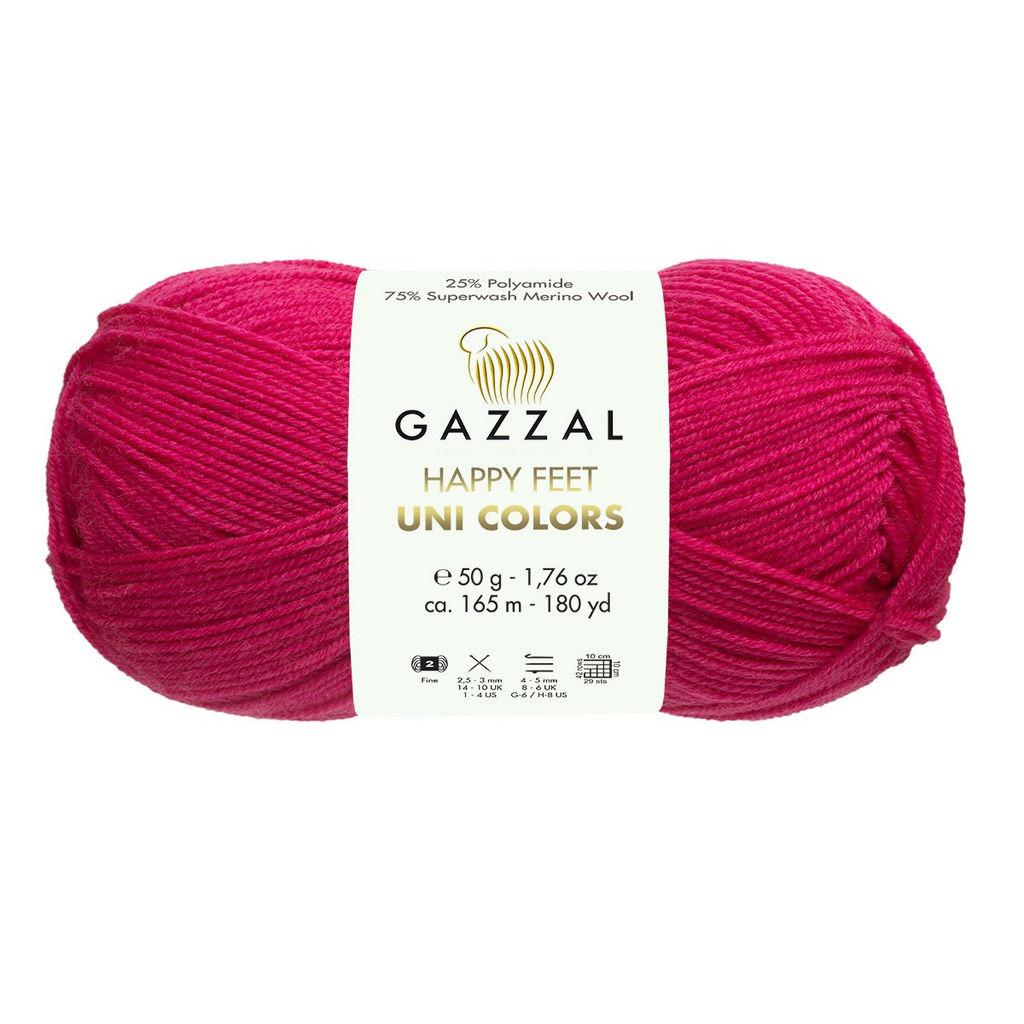 Хеппи фит однотонный (Happy feet Uni Colors) пряжа GAZZAL 75%меринос 25%полиамид10х50г/165м