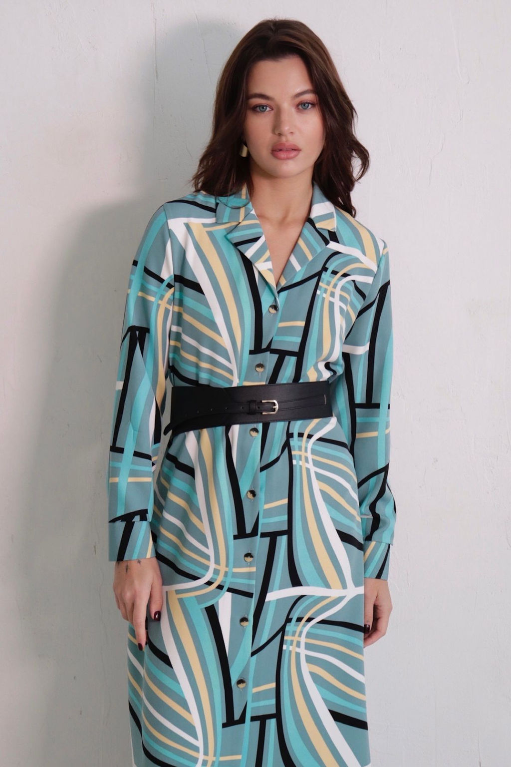 Платье-рубашка с английским воротником принт - Martichelli фото 371