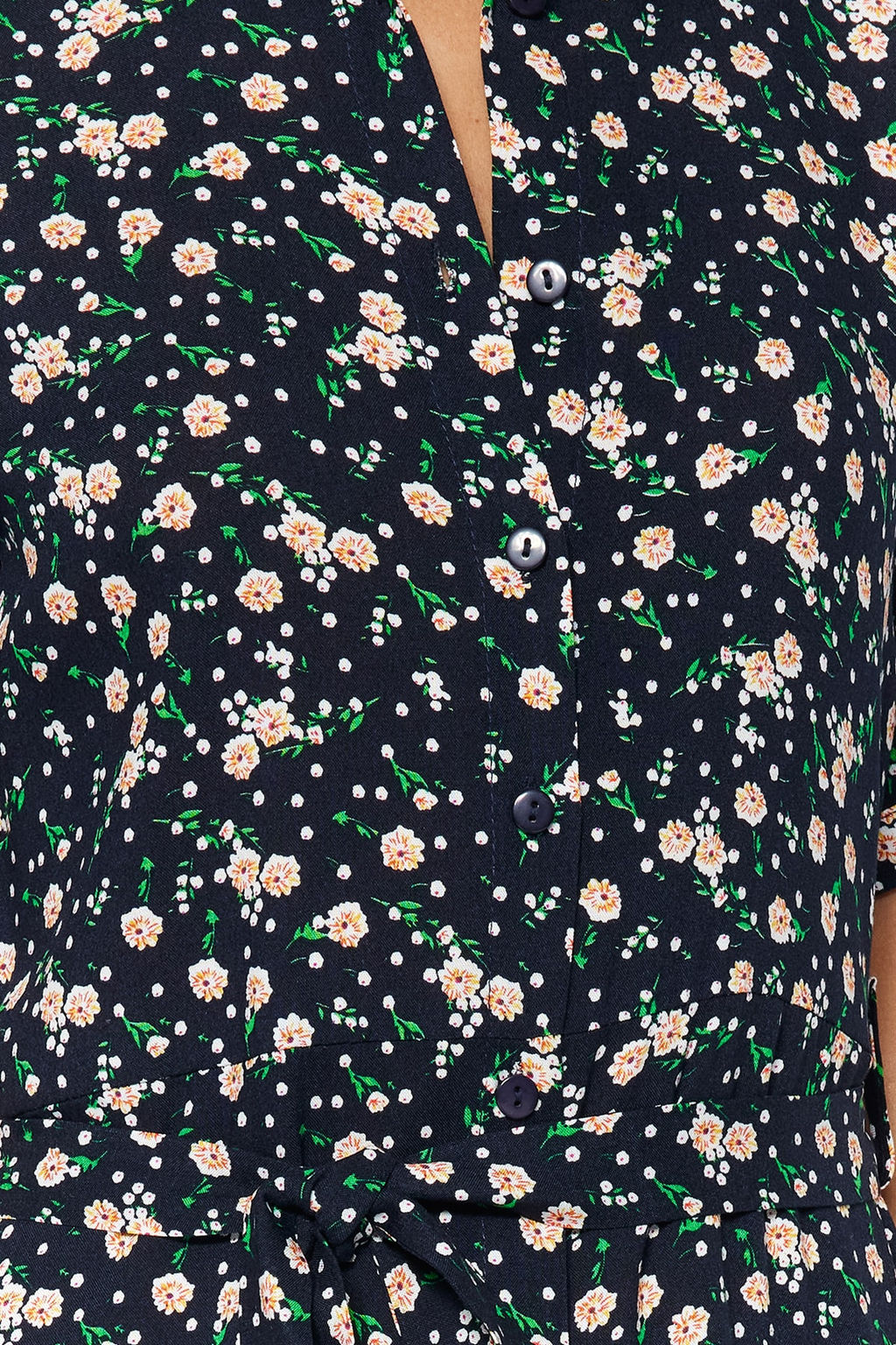 Siyah Cicek Desenli Y?rtmacl? Dokuma Gomlek Elbise TWOSS23EL02397 - Trendyolmilla фото 5