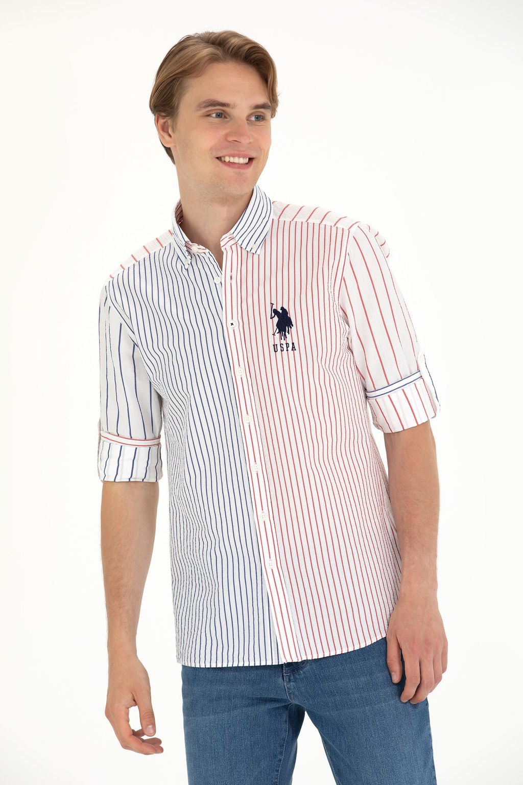 U. S. Polo Assn Мужская темно-синяя рубашка с длинным рукавом