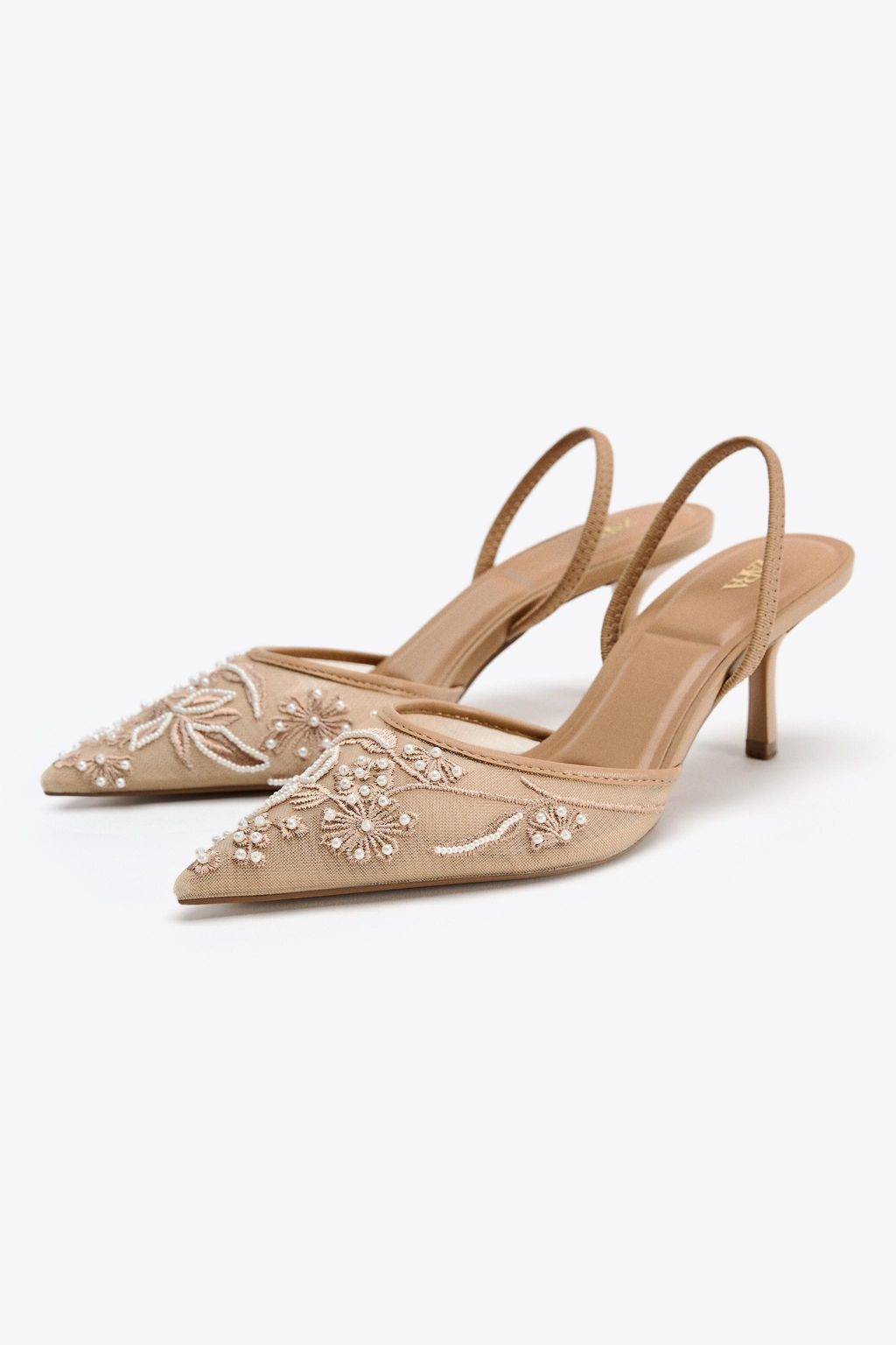SLINGBACK SHOES WITH EMBROIDERED MESH - Zara фото 14