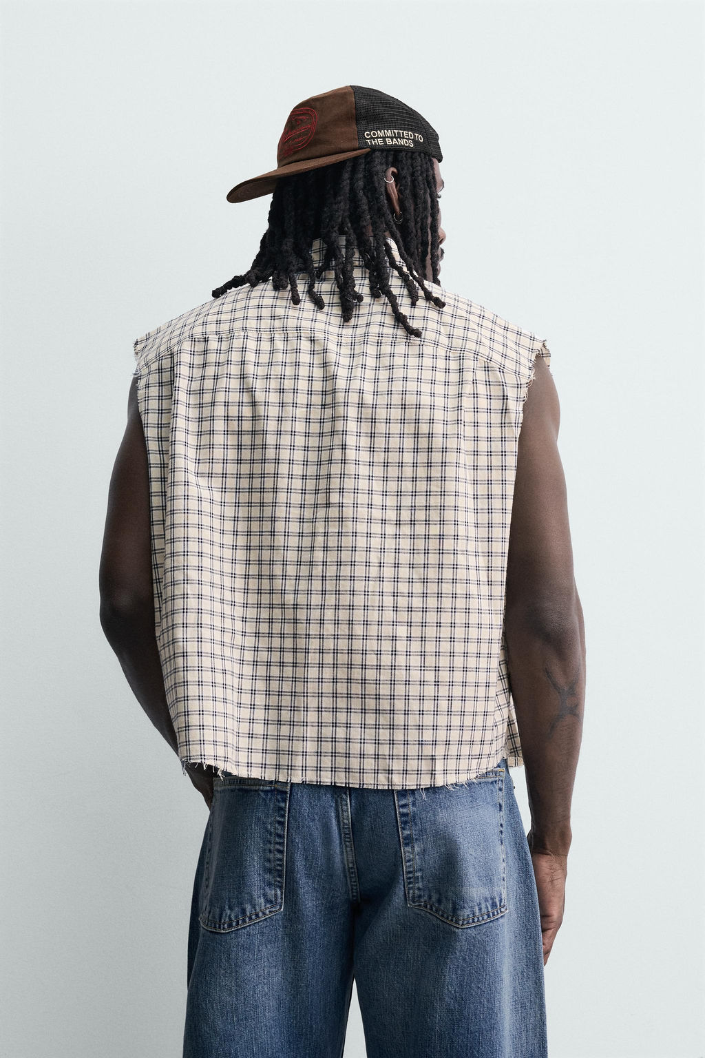 Рубашка Tank Boxy Fit клетчатая бежевого цвета