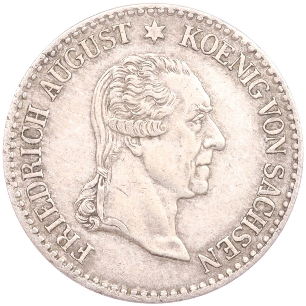 1/6 талера 1827 года Саксония Смерть Короля Фридриха Августа I
