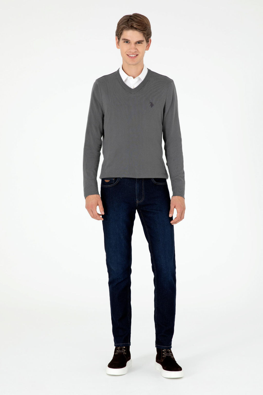 Мужской базовый свитер антрацитового цвета - U.s. polo assn фото 4