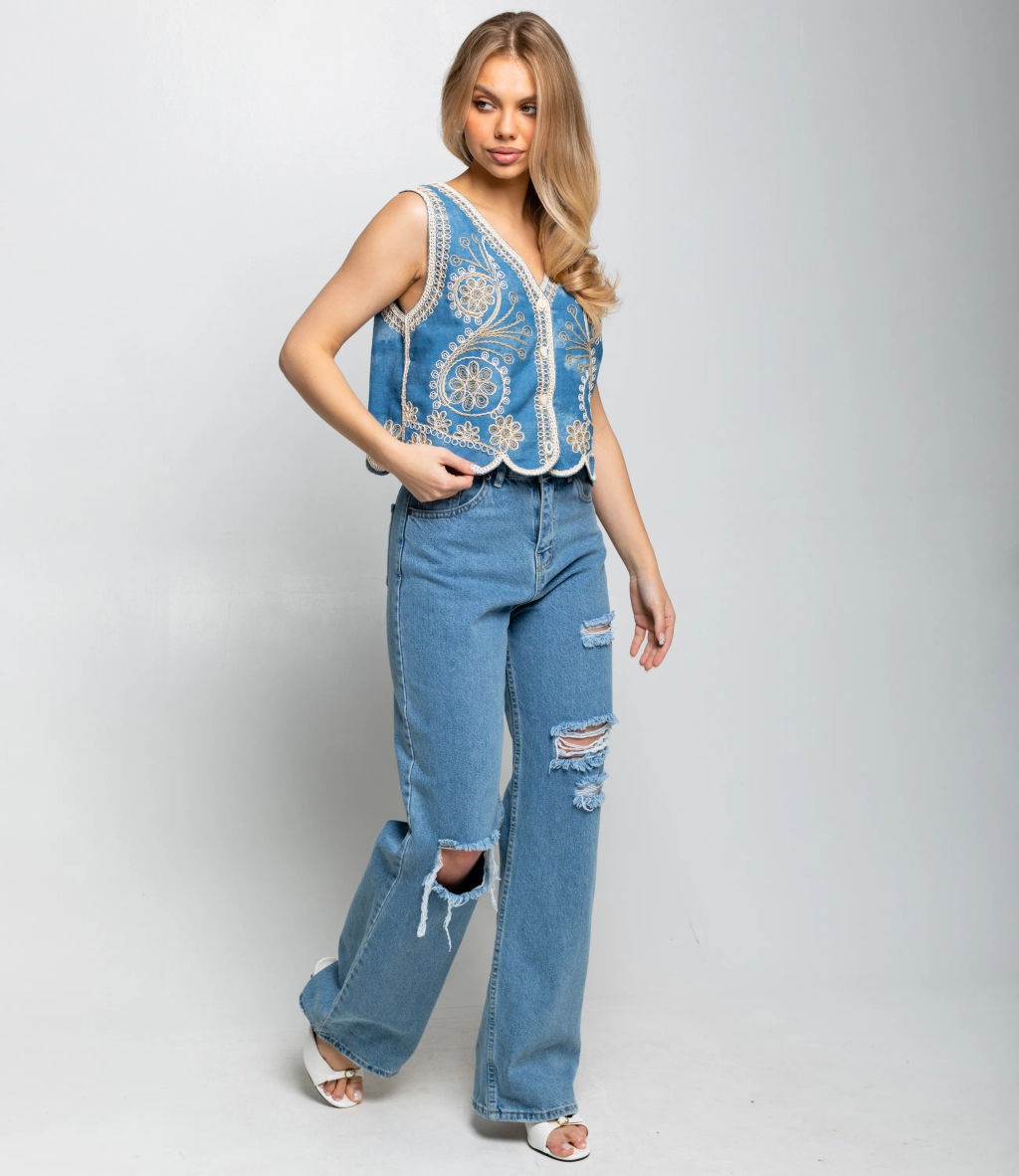 Джинсовый жилет #КТ102 (10), голубой - Dommod фото 4