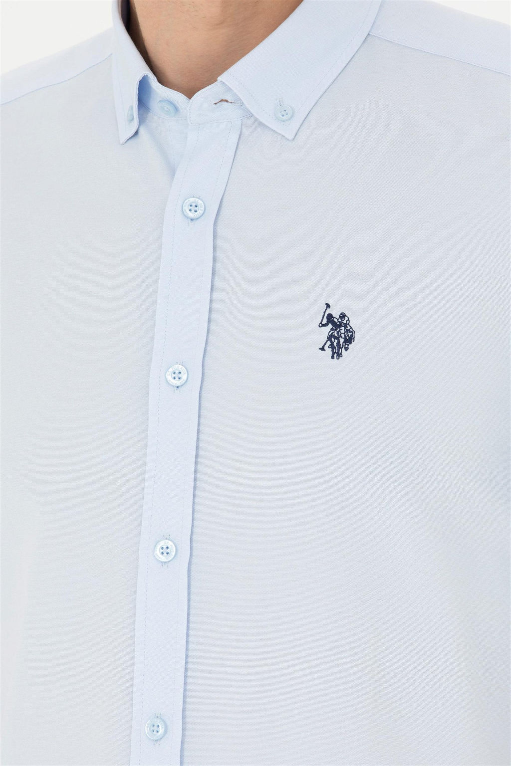 Мужская голубая базовая рубашка с длинным рукавом - U.s. polo assn фото 7