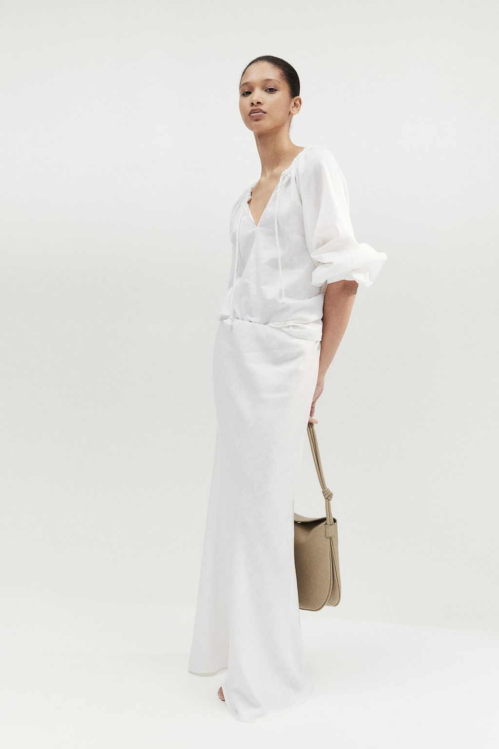Blusa popover en mezcla de lino - H&m фото 3