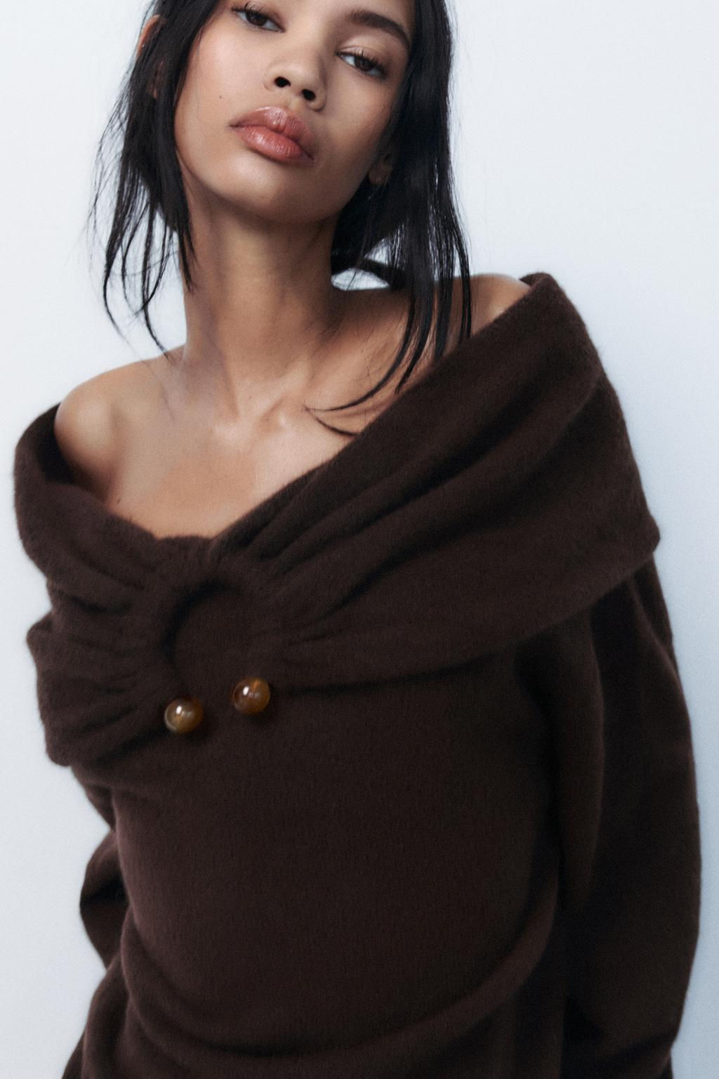 KNIT OFF-THE-SHOULDER SWEATER - Zara фото 4