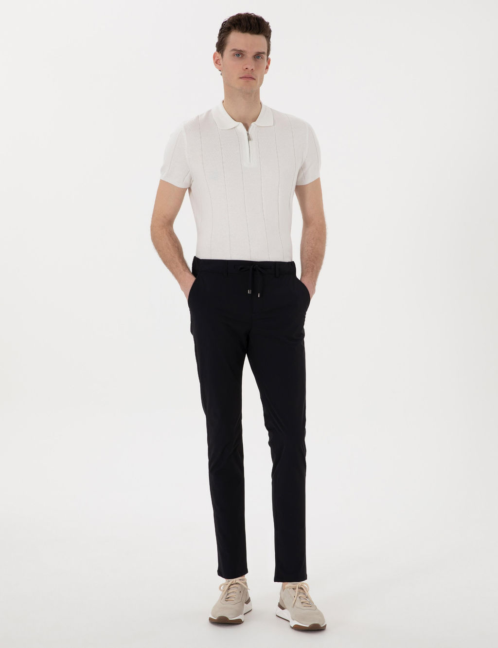 Siyah Slim Fit Jogger Kanvas Pantolon