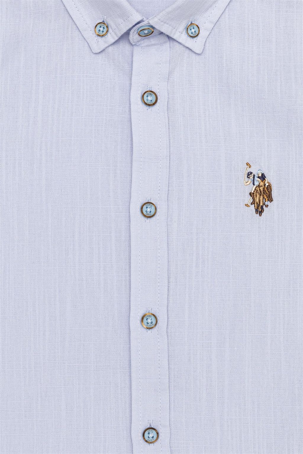 Голубая рубашка с коротким рукавом для мальчика - U.s. polo assn фото 3