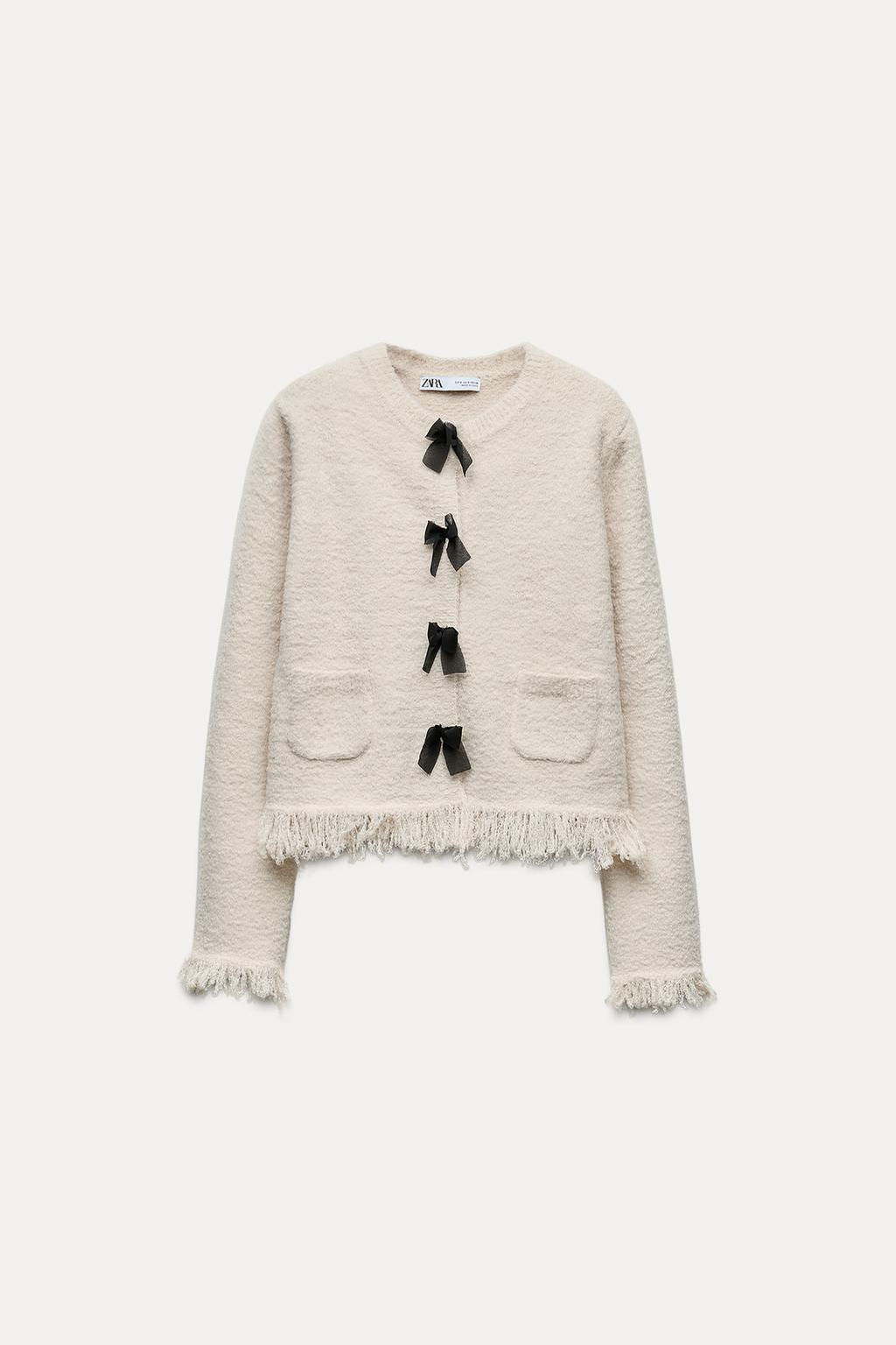 KNIT CARDIGAN WITH BOWS - Zara фото 3