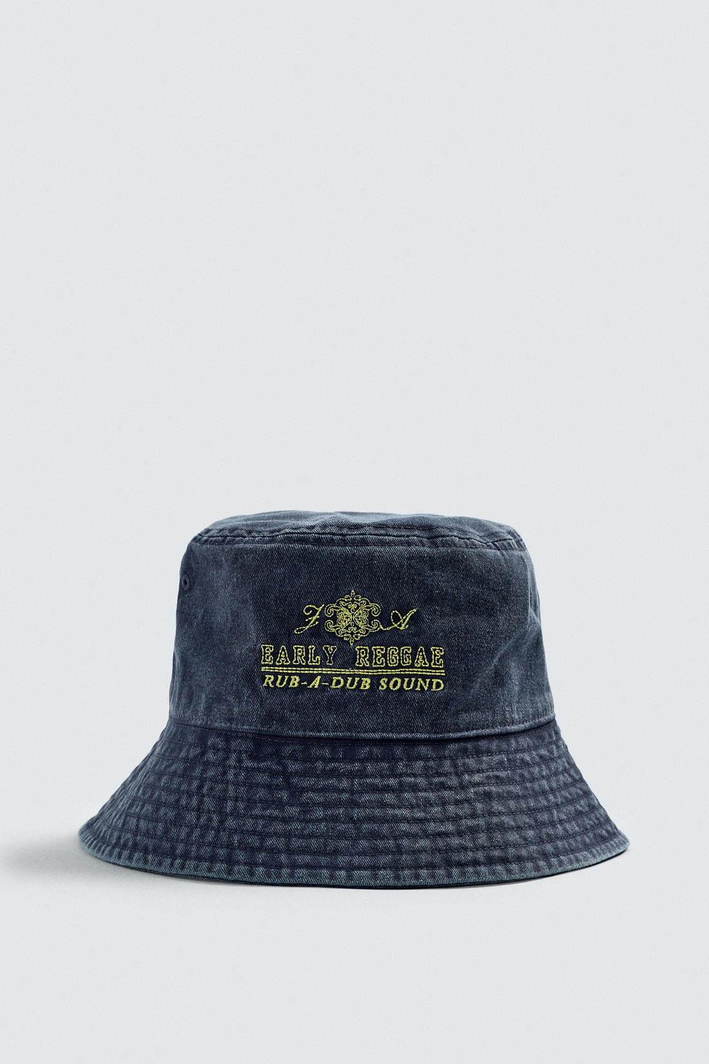 Панама Bucket lavado bordado contraste голубая