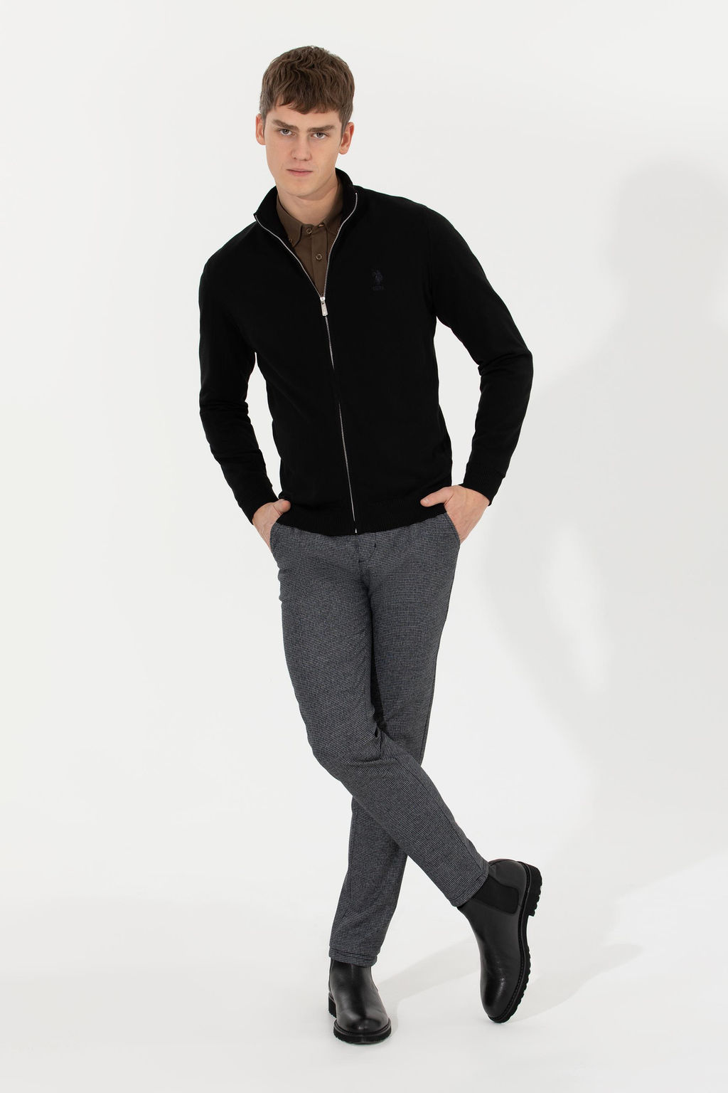 Мужской черный базовый трикотажный кардиган Неожиданная скидка в корзине - U.s. polo assn фото 4