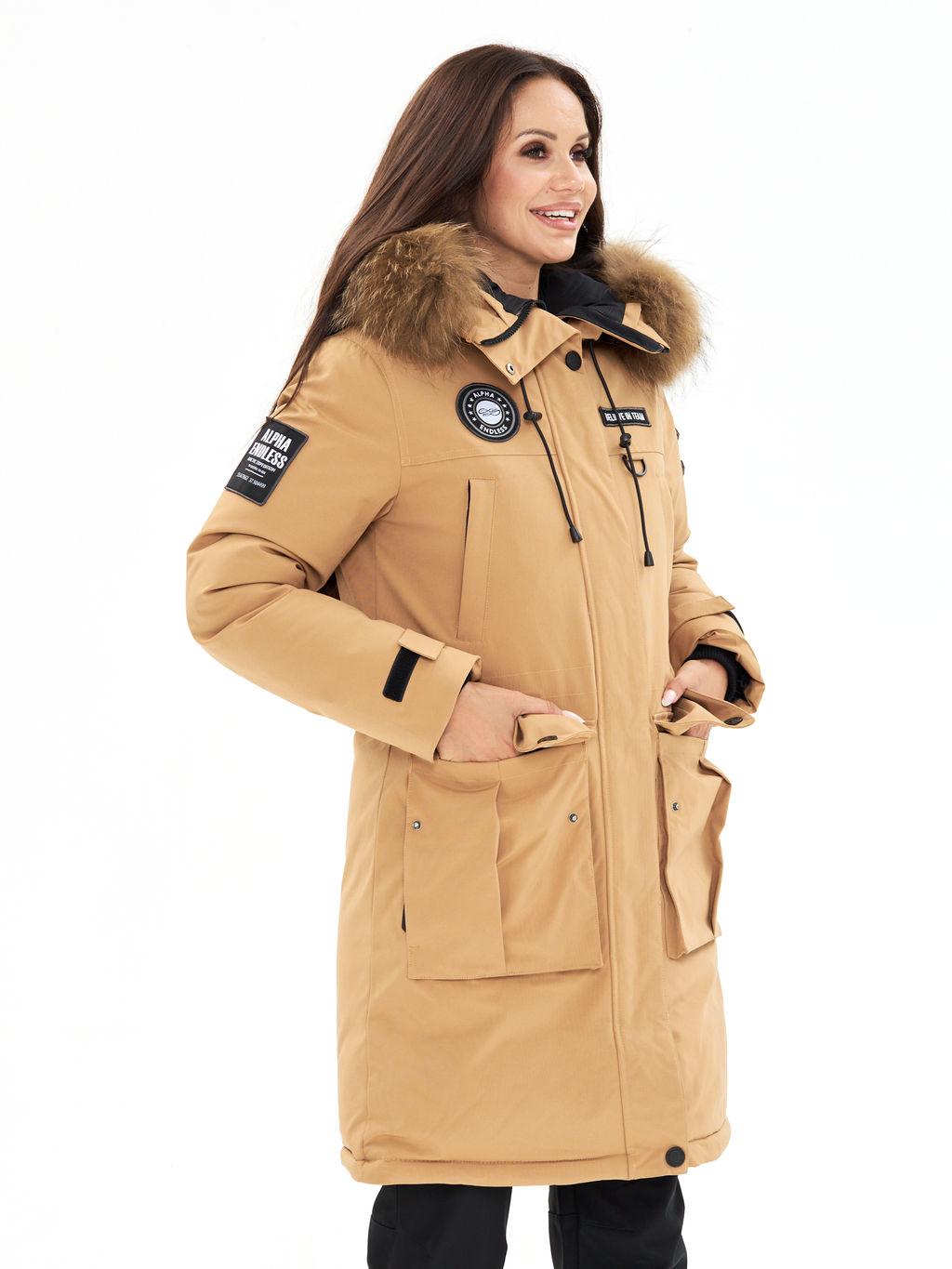 Женская зимняя мембранная парка с натуральным мехом Alpha Endless Frozen Metropolis_19 Крем-брюле  фото 21