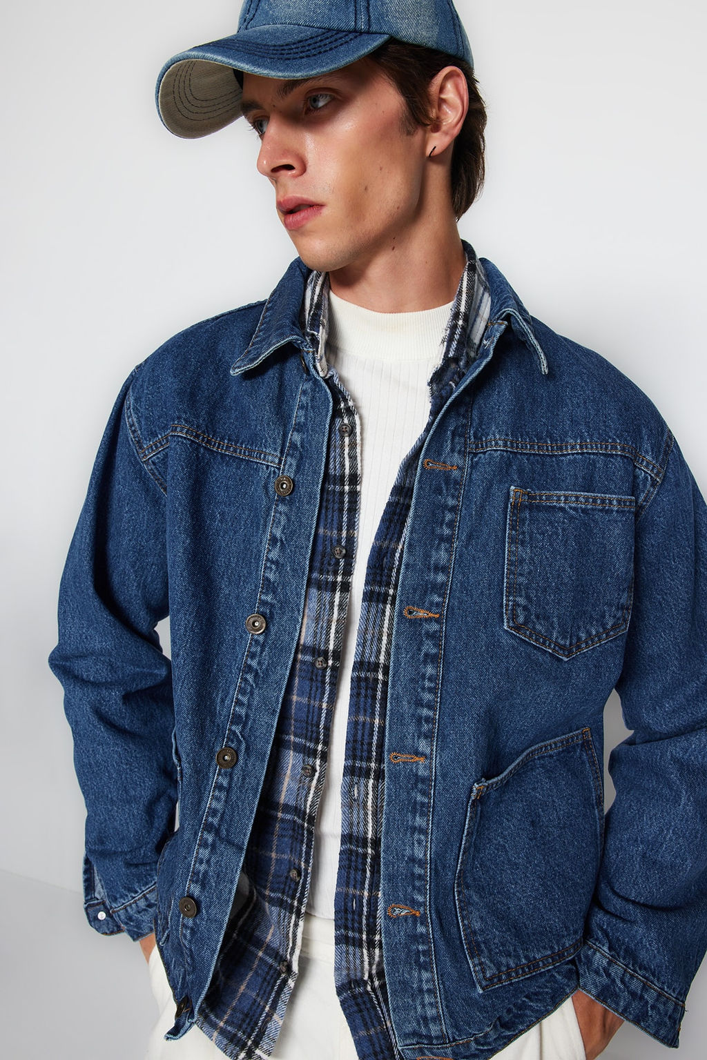 TRENDYOL MAN Orta Mavi %100 Pamuk Regular Fit Denim Kot Ceket TMNAW24CE00004 - Trendyolmilla фото 12