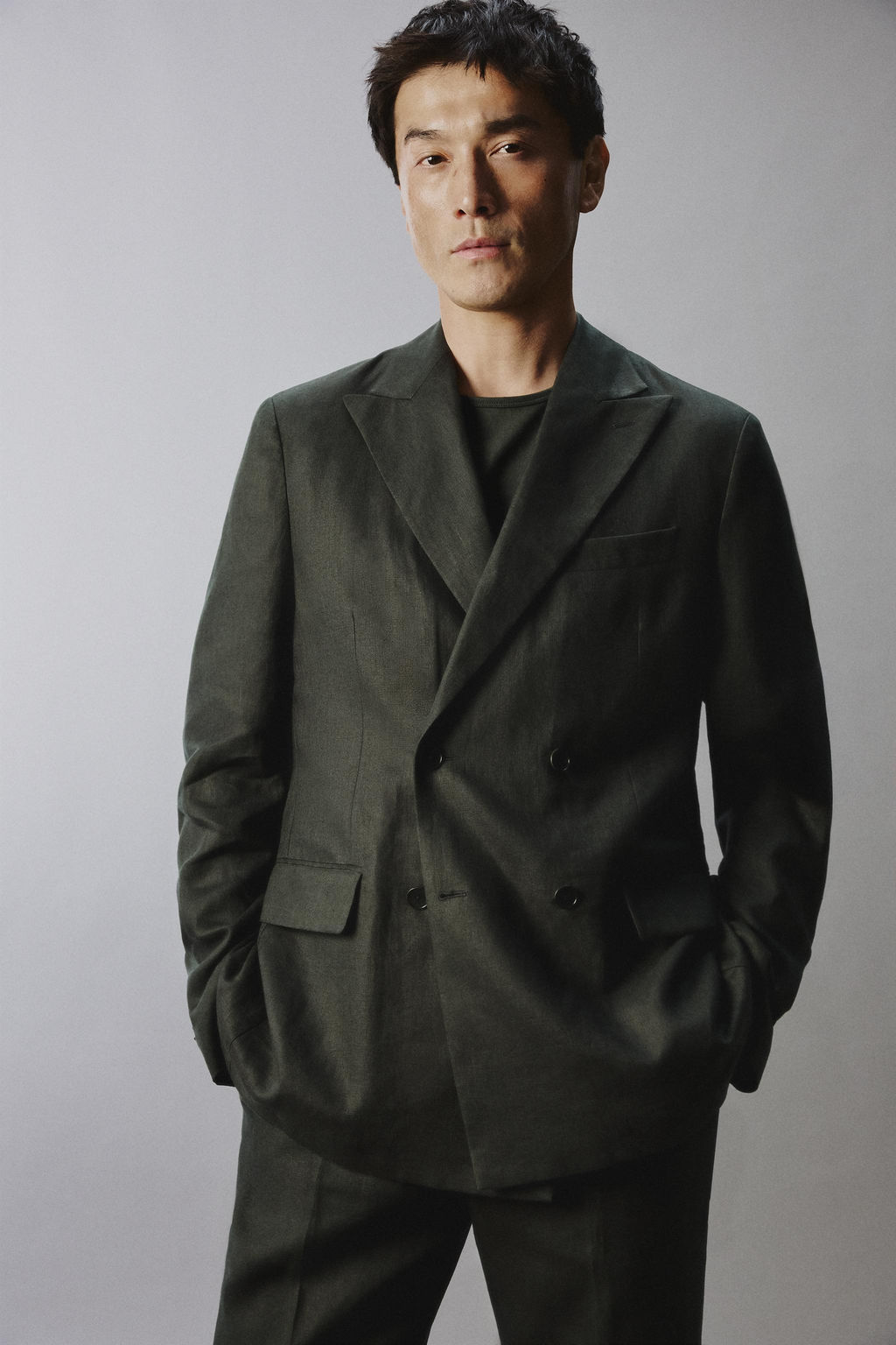 BLAZER CRUZADA TRAJE 100% LINO / Khaki - Zara фото 5