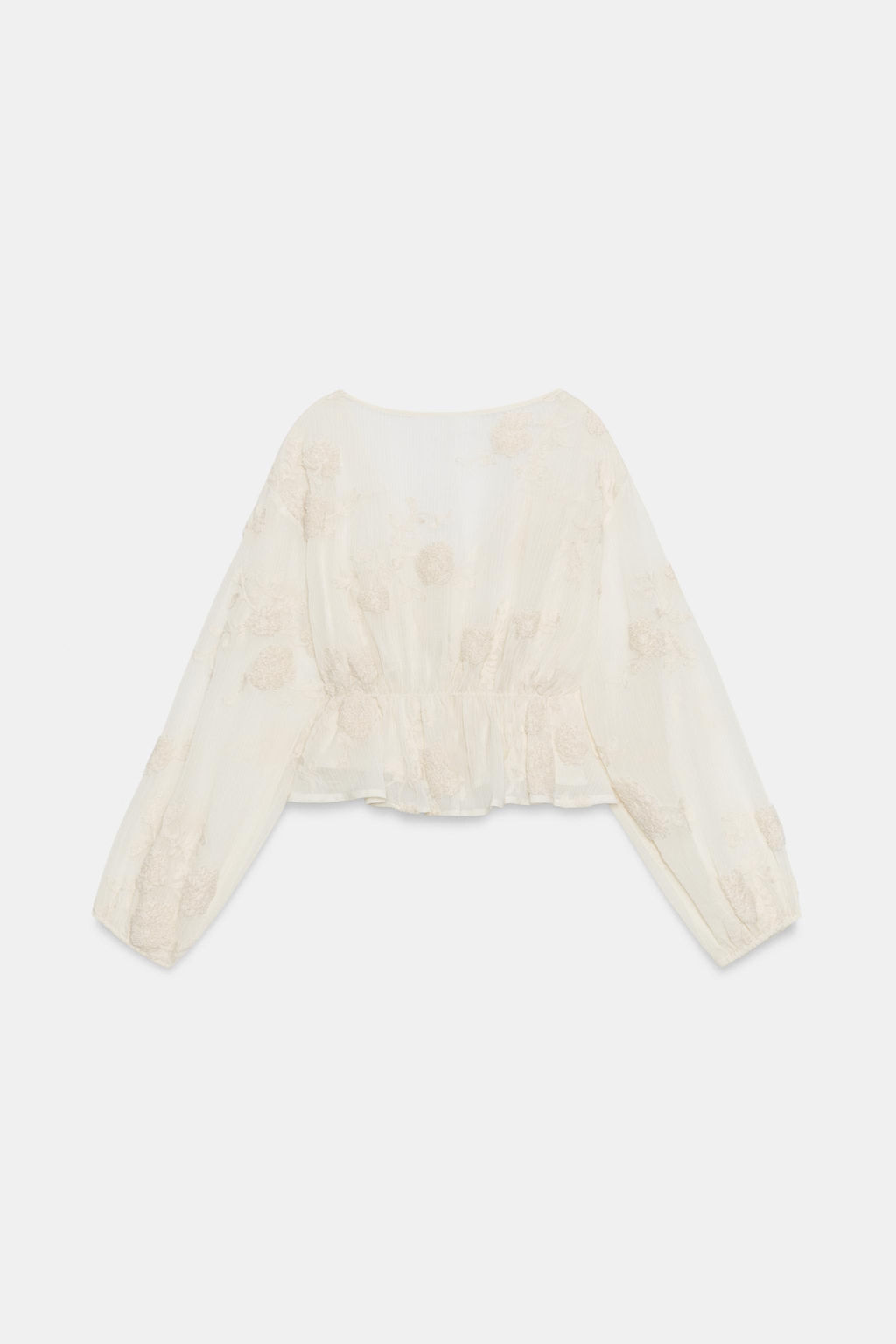 BLUSA SEMITRANSPARENTE BORDADOS / Beige claro - Zara фото 9