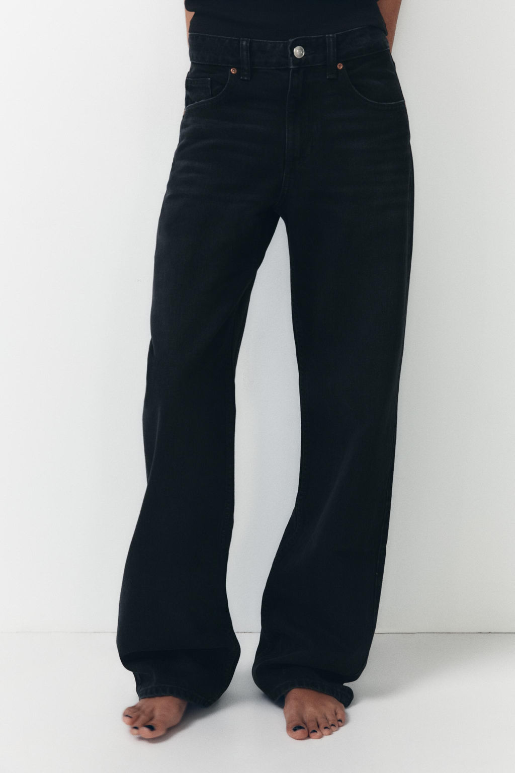 TRF WIDE-LEG MID-RISE FULL LENGTH JEANS - Zara фото 21
