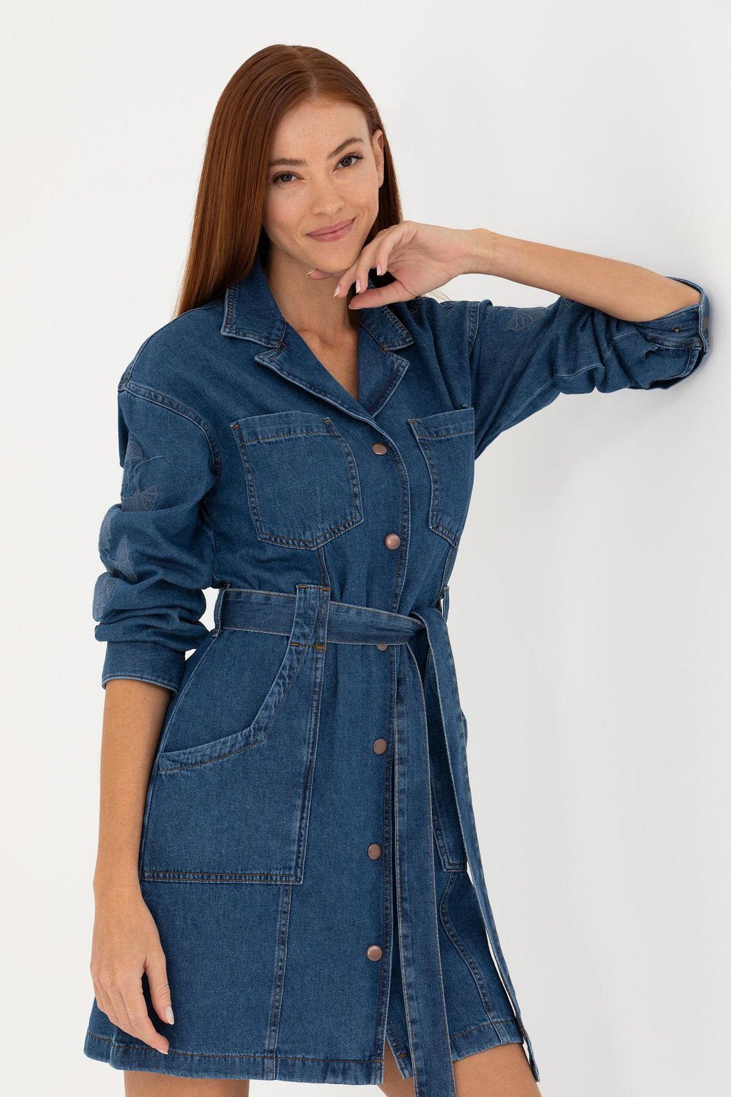 Kad_n Koyu Mavi Jean Elbise - U.s. polo assn фото 3