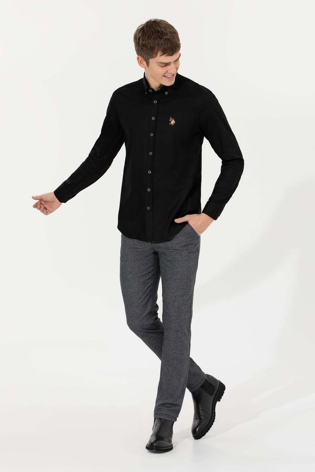 Рубашка мужская черная Uzunkol Basic - U.s. polo assn фото 4