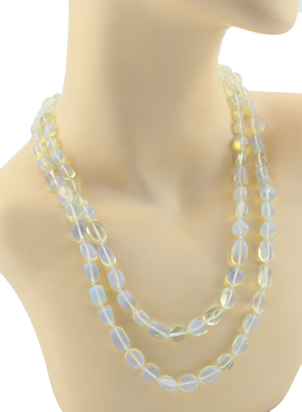 Бусы длинные из лунного камня искусственного галтовка, 120см