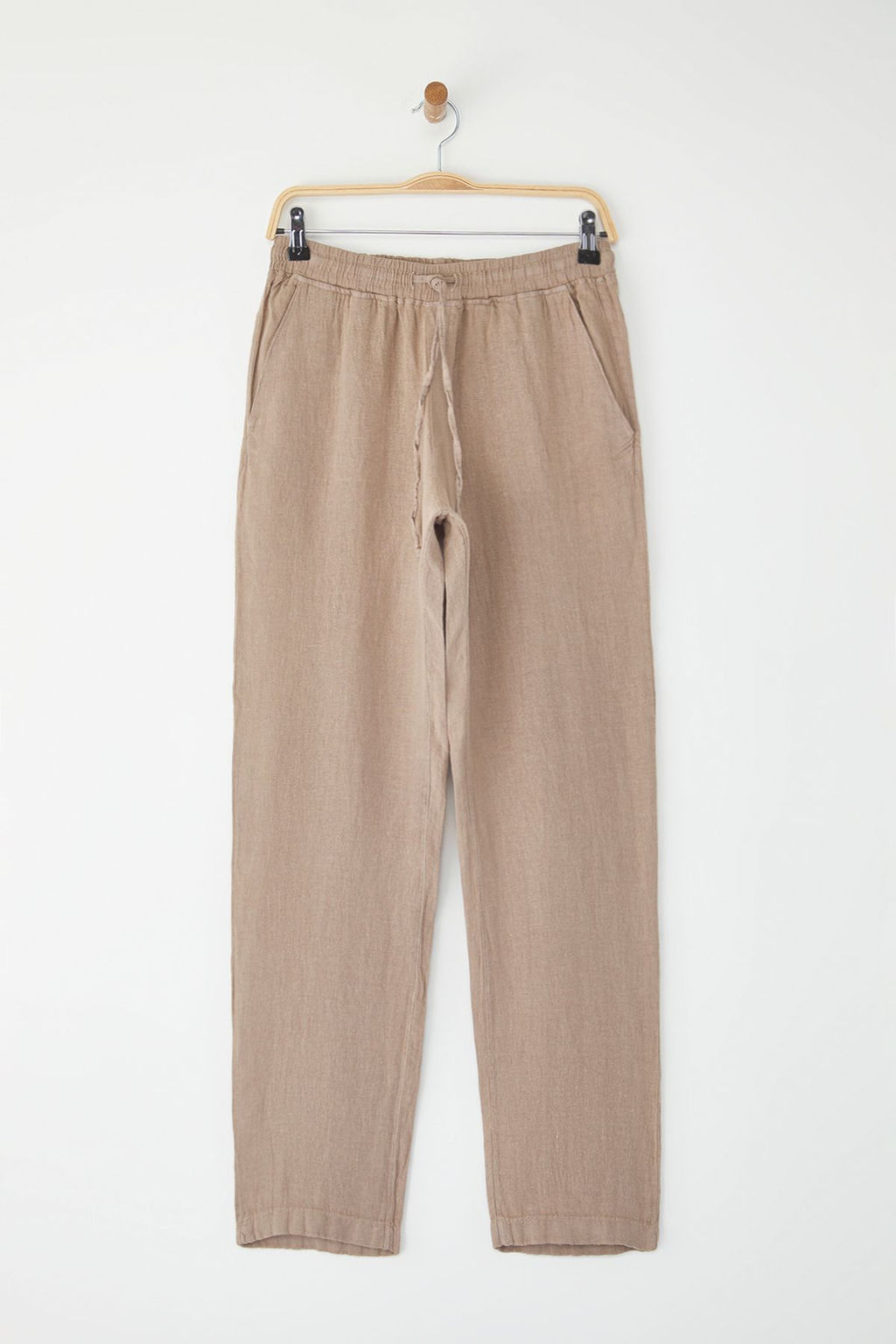 Bej %100 Keten Regular Fit Pantolon TMNSS24PL00018