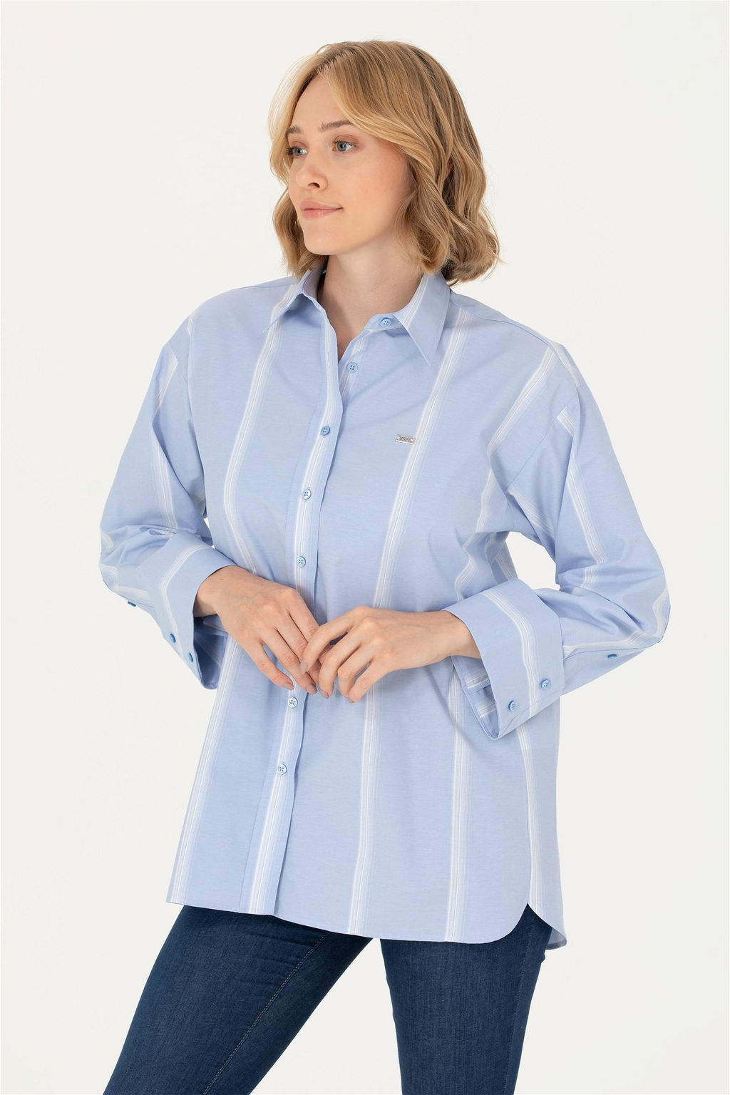 U. S. Polo Assn Женская синяя рубашка с длинным рукавом - U.s. polo assn фото 4