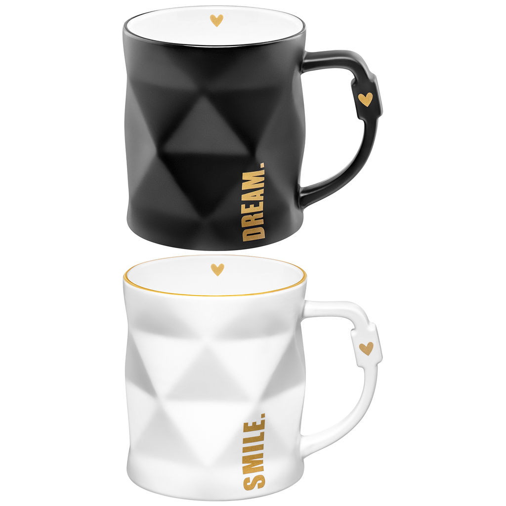 Набор кружек 2 пр. 390 мл 13*9*10 см "Dream.Smile" черный, белый