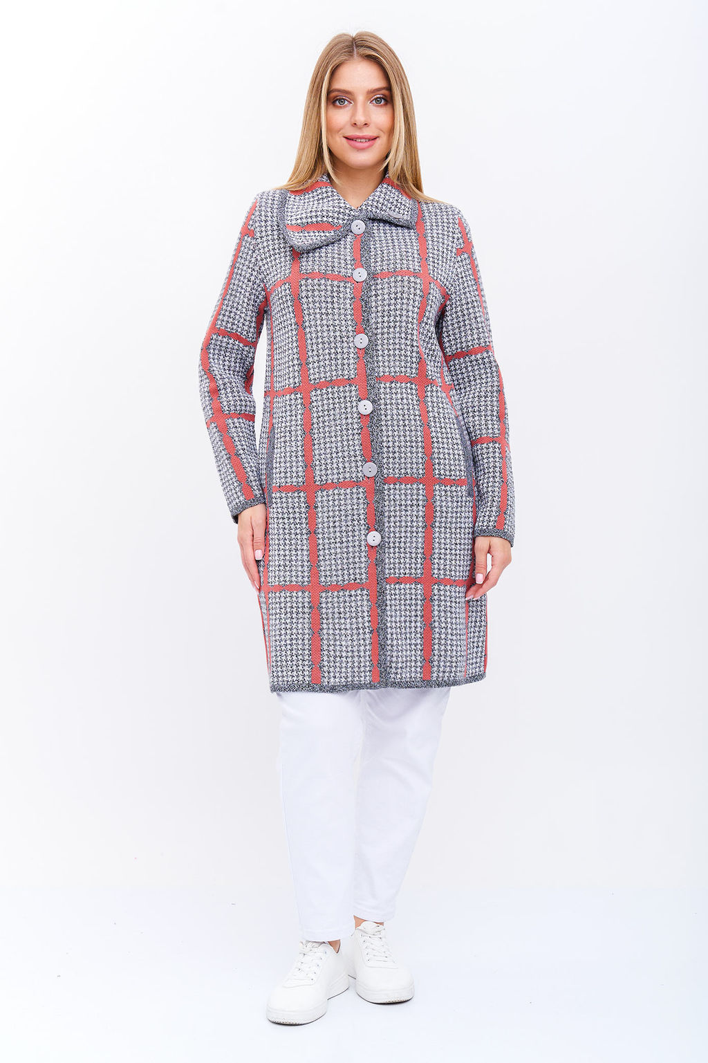 Кардиган К 1377/серо-ягодный микс (1205) - Злата фото 6