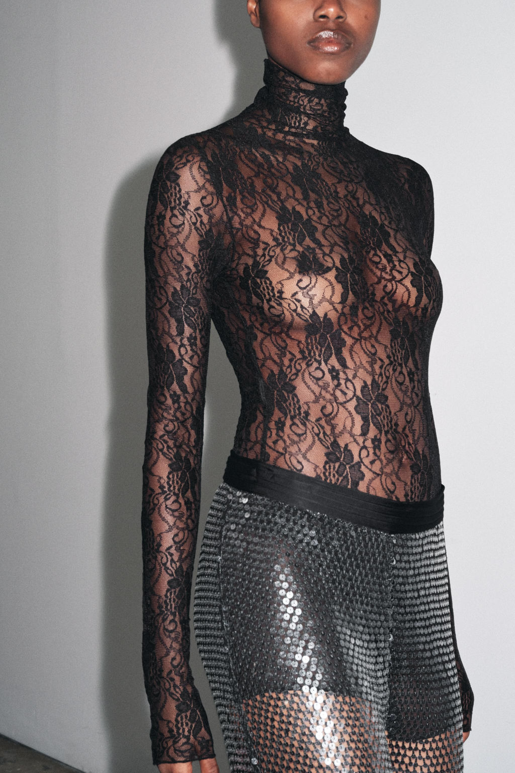 LACE BODYSUIT WITH LONG SLEEVES - Zara фото 11