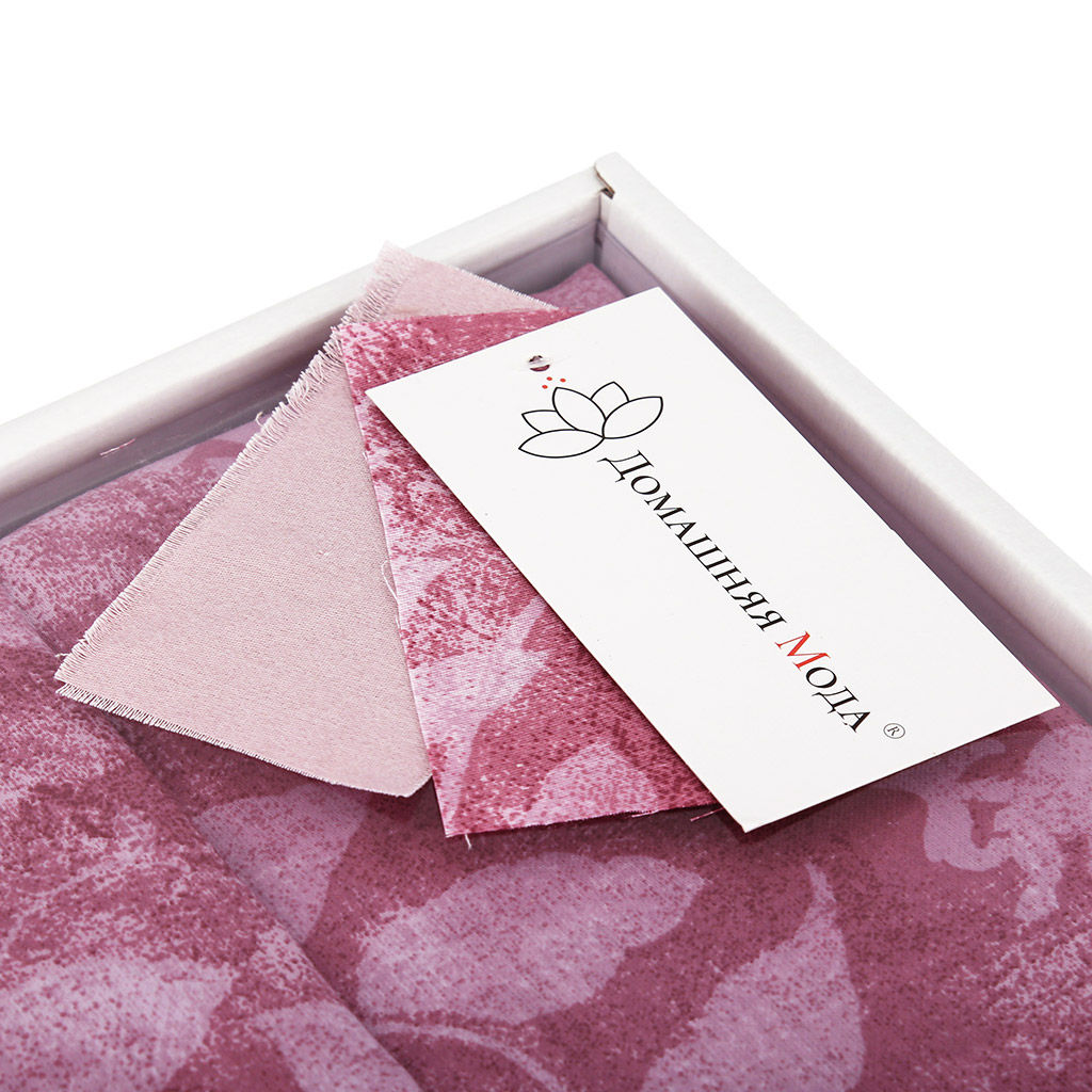 Постельное белье, комплект 2-х спальный "Есения"/"Нежный цикламеновый" 6 предметов: пододеяльник 175х215см, евро-простыня 220х240см, 2 наволочки 70х70см, 2 наволочки 50х70см - "французский кант", сатин 108г/м2, хлопок 100%, подарочная коробка 50х36,5