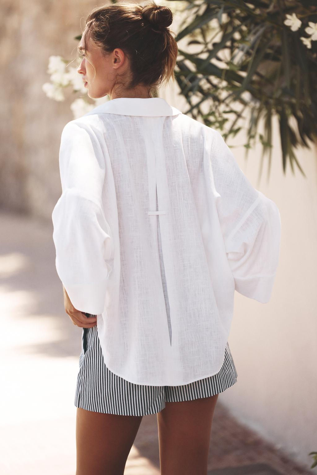 WIDE-SLEEVE LINEN BLEND SHIRT - Zara фото 13