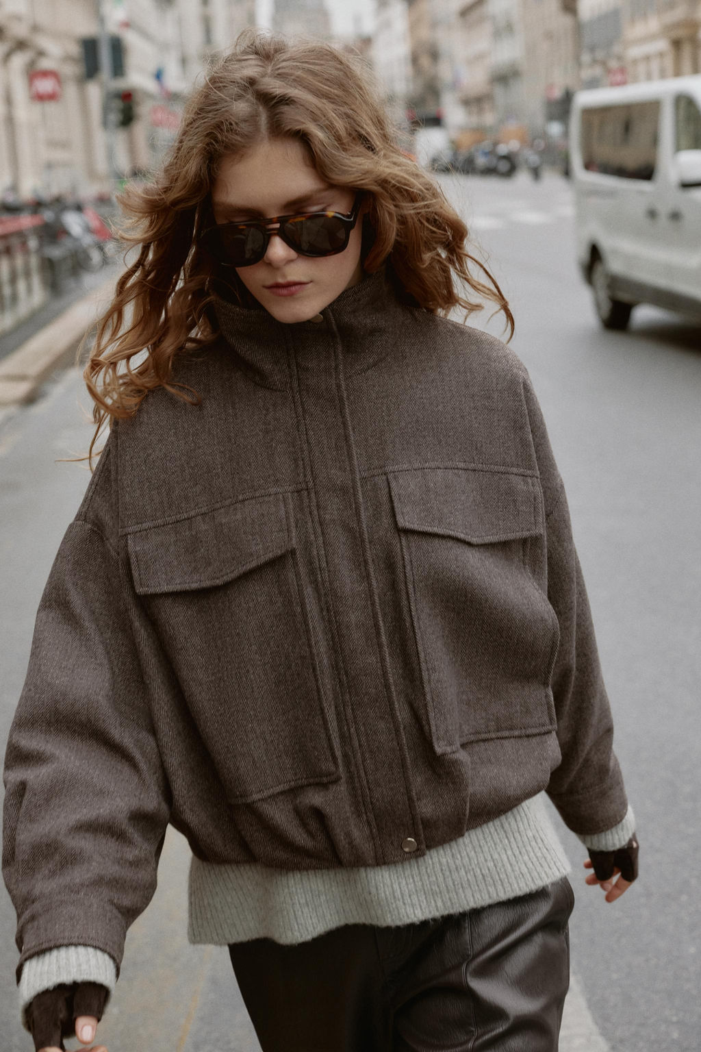 HERRINGBONE BALLOON BOMBER JACKET - Zara фото 4