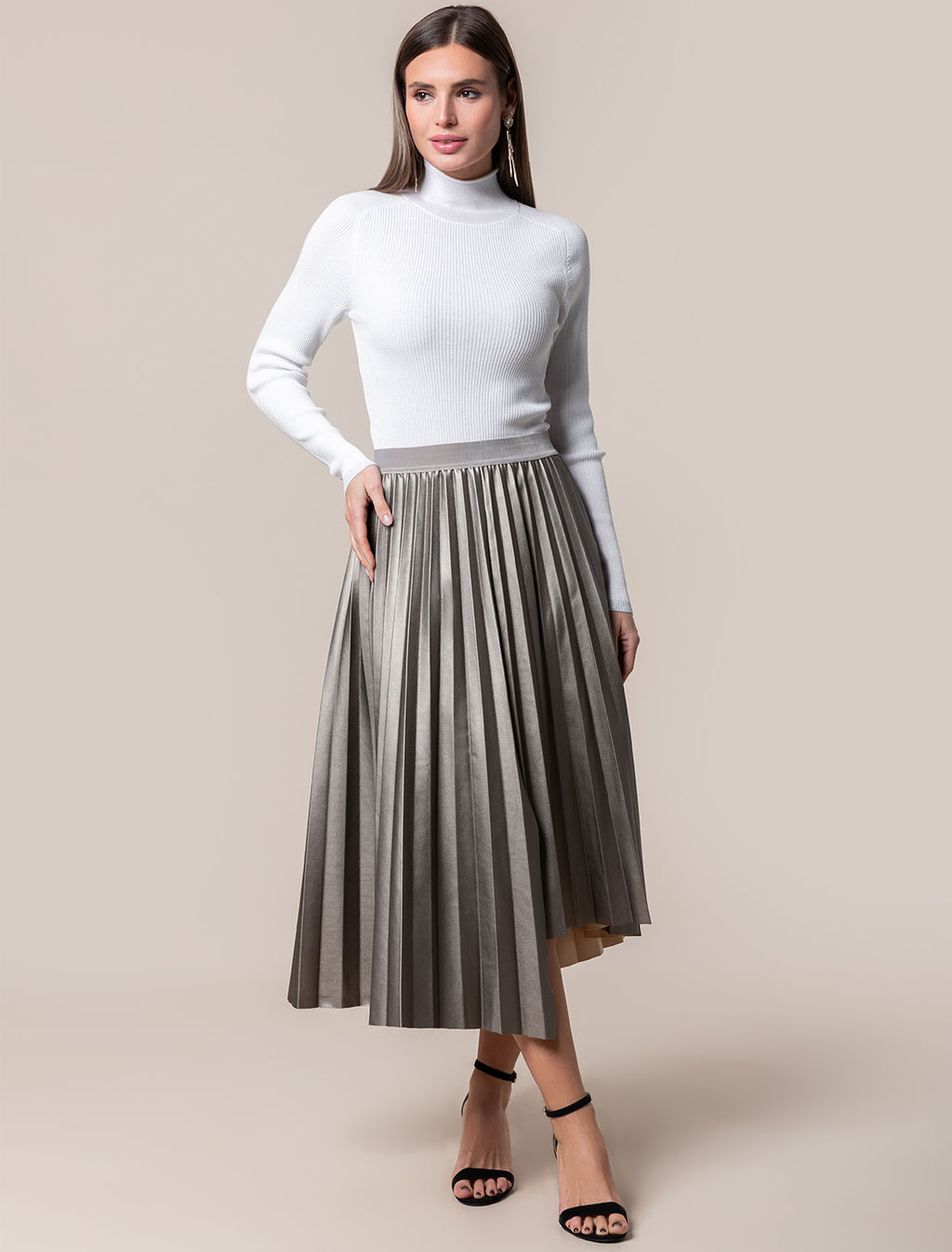 VILATTE / Свитер из вискозы в рубчик с мягким люрексом  фото 5