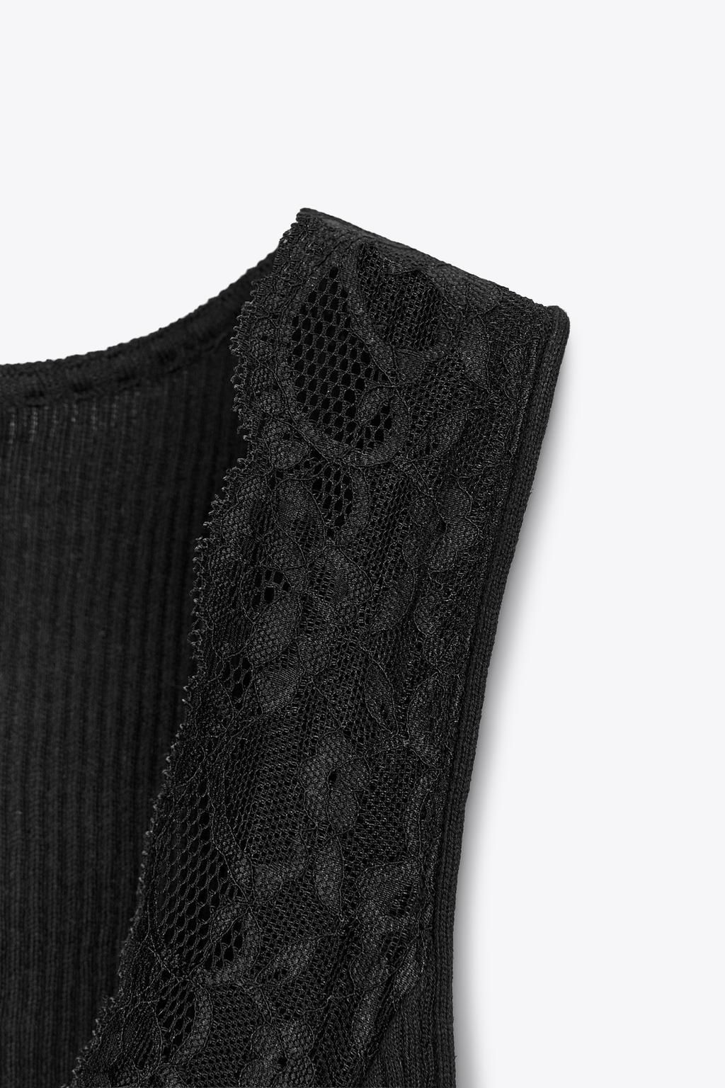 LACE RIBBED T-SHIRT - Zara фото 13
