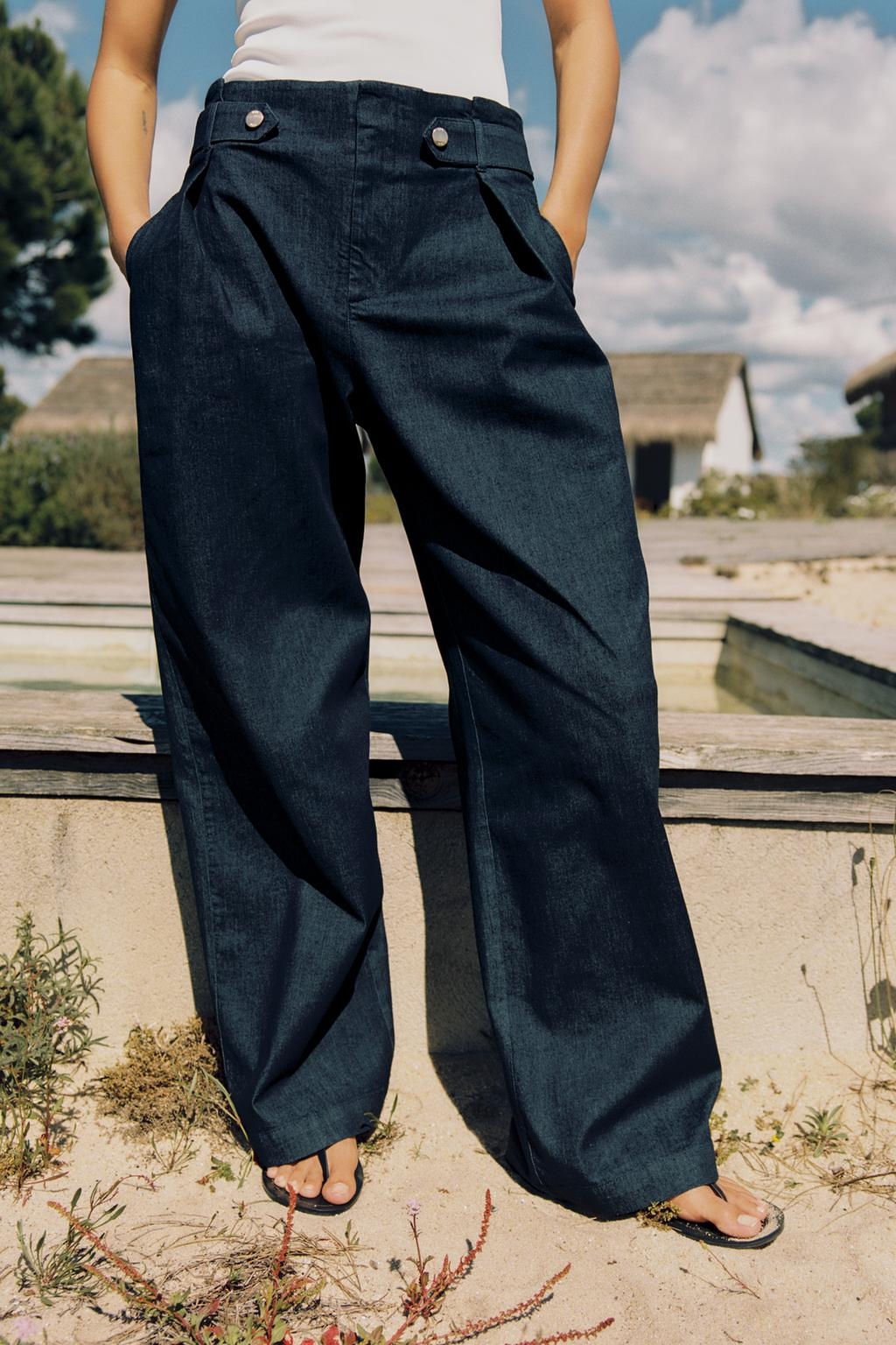 WIDE-LEG PAPERBAG TROUSERS - Zara фото 2