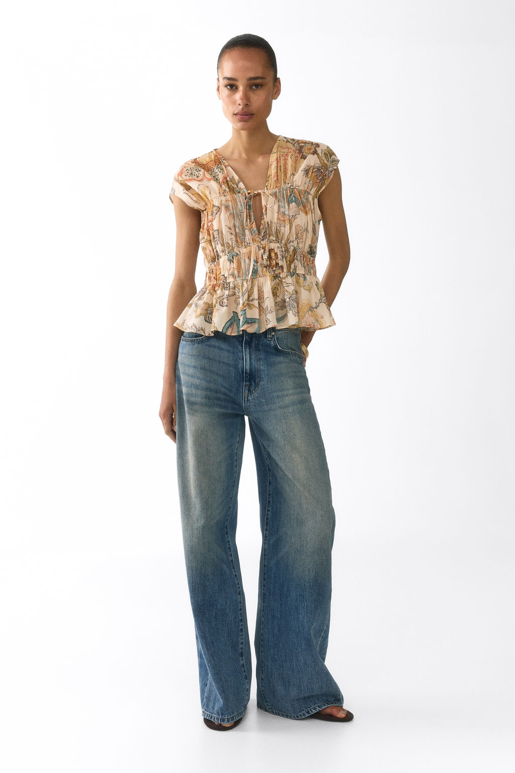 Blusa de algod?n con frunces - H&m фото 8