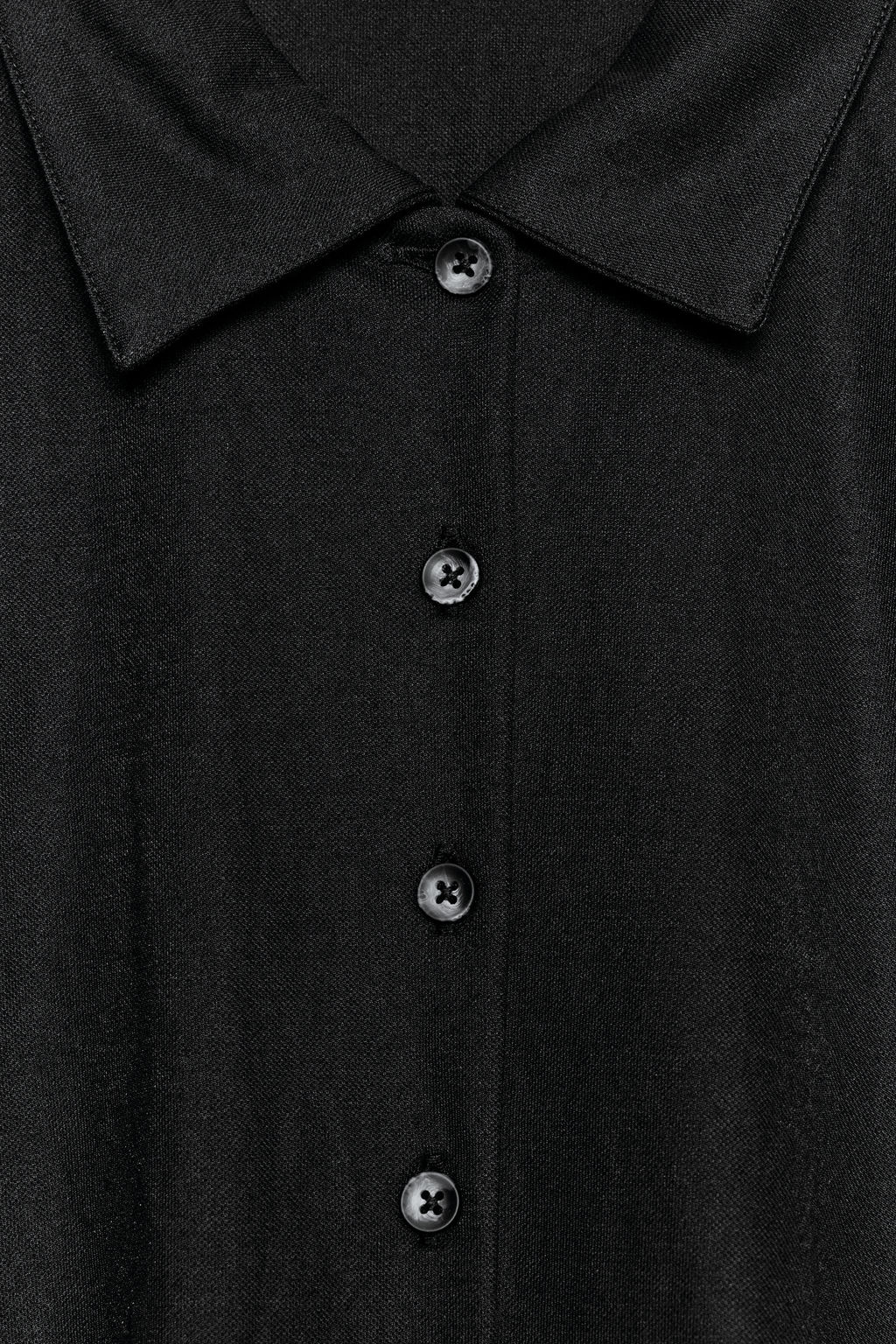 CAMISETA PLIEGUES BOTONES / Negro - Zara фото 7