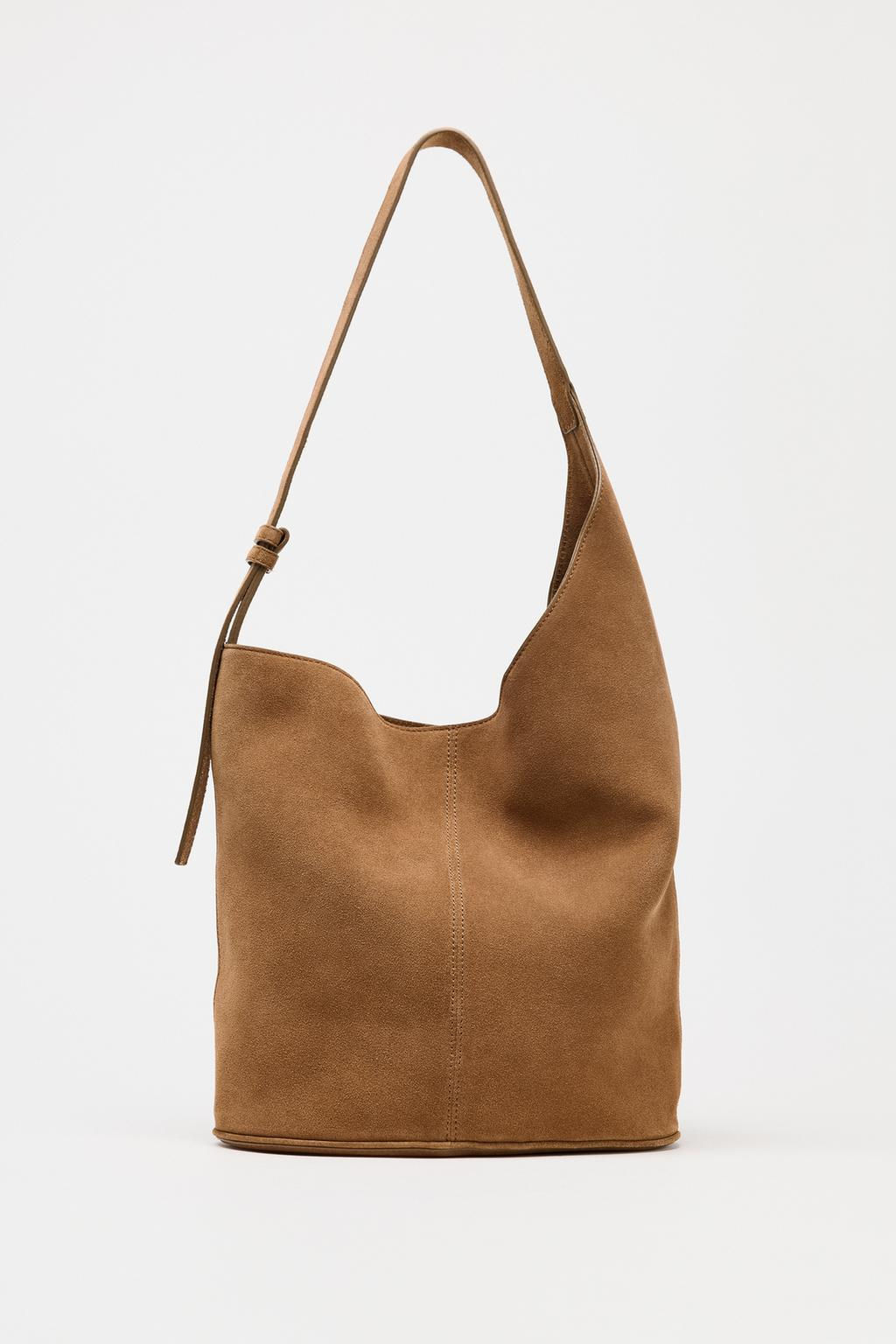 ASYMMETRIC SOFT SPLIT SUEDE BUCKET BAG - Zara фото 4