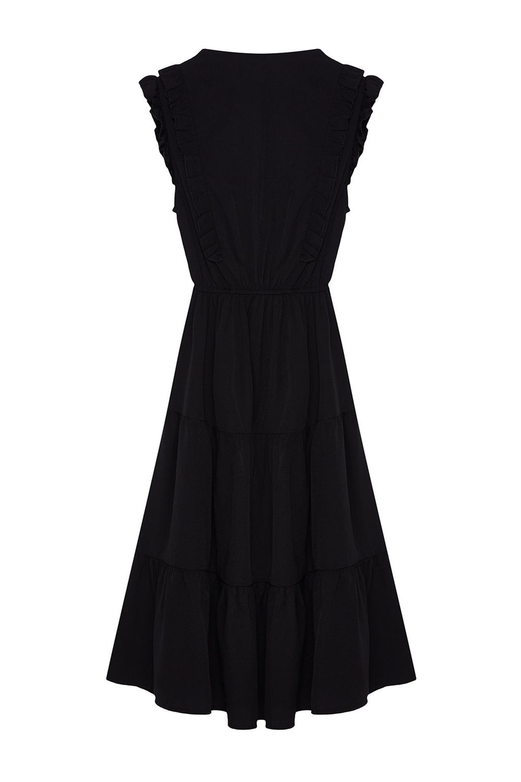 TRENDYOLMILLA Siyah Duz Midi Skater Form F?rf?r Detayl? Dokuma Elbise TWOSS24EL01073  фото 14