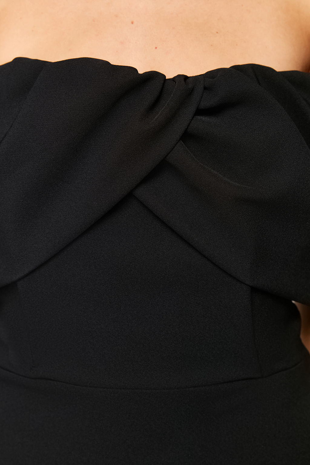 TRENDYOLMILLA Siyah Carmen Yaka Dokuma K?sa Elbise TPRSS24EL00154  фото 13