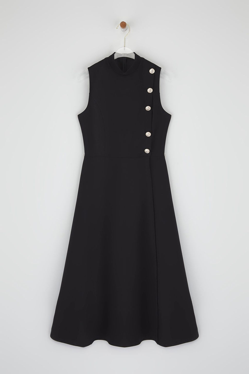 TRENDYOLMILLA K?rm?z? Dugme Detayl? Etegi Belden Ac?lan Midi Dokuma Elbise TWOSS25EL00213  фото 5