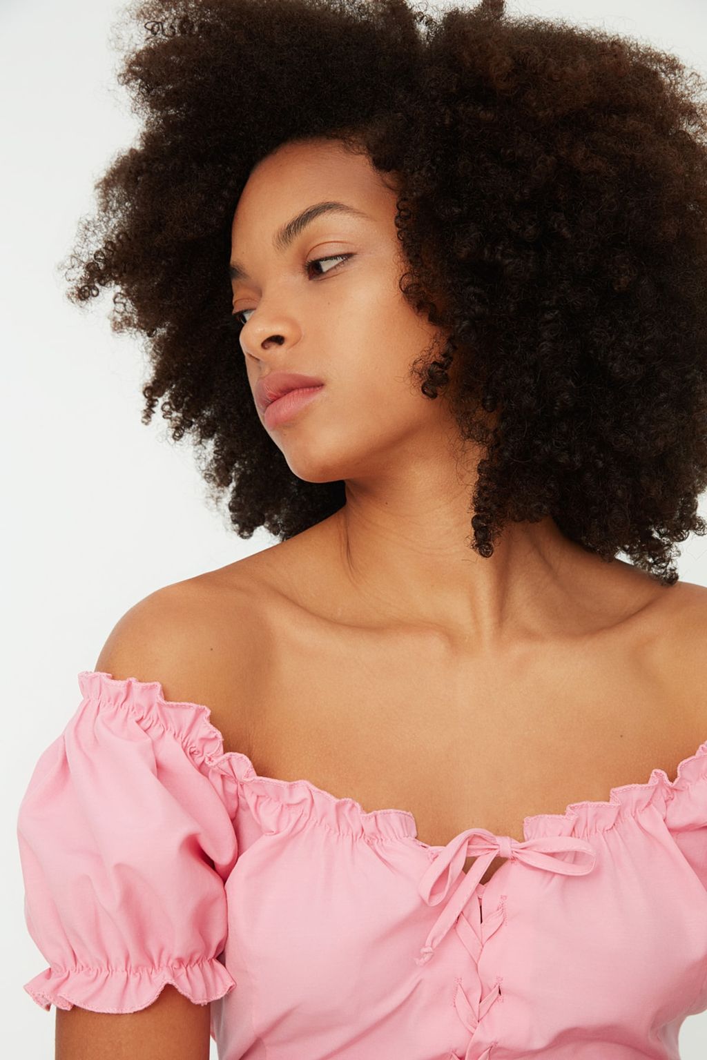 Pembe Fitted/Vucuda Oturan Baglama Detayl? Mini Astarl? Dokuma Elbise TWOSS20EL2206