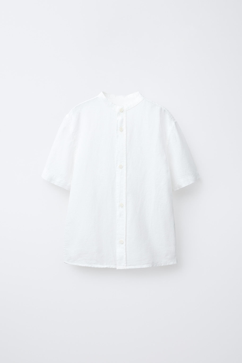 COTTON LINEN STAND COLLAR SHIRT
