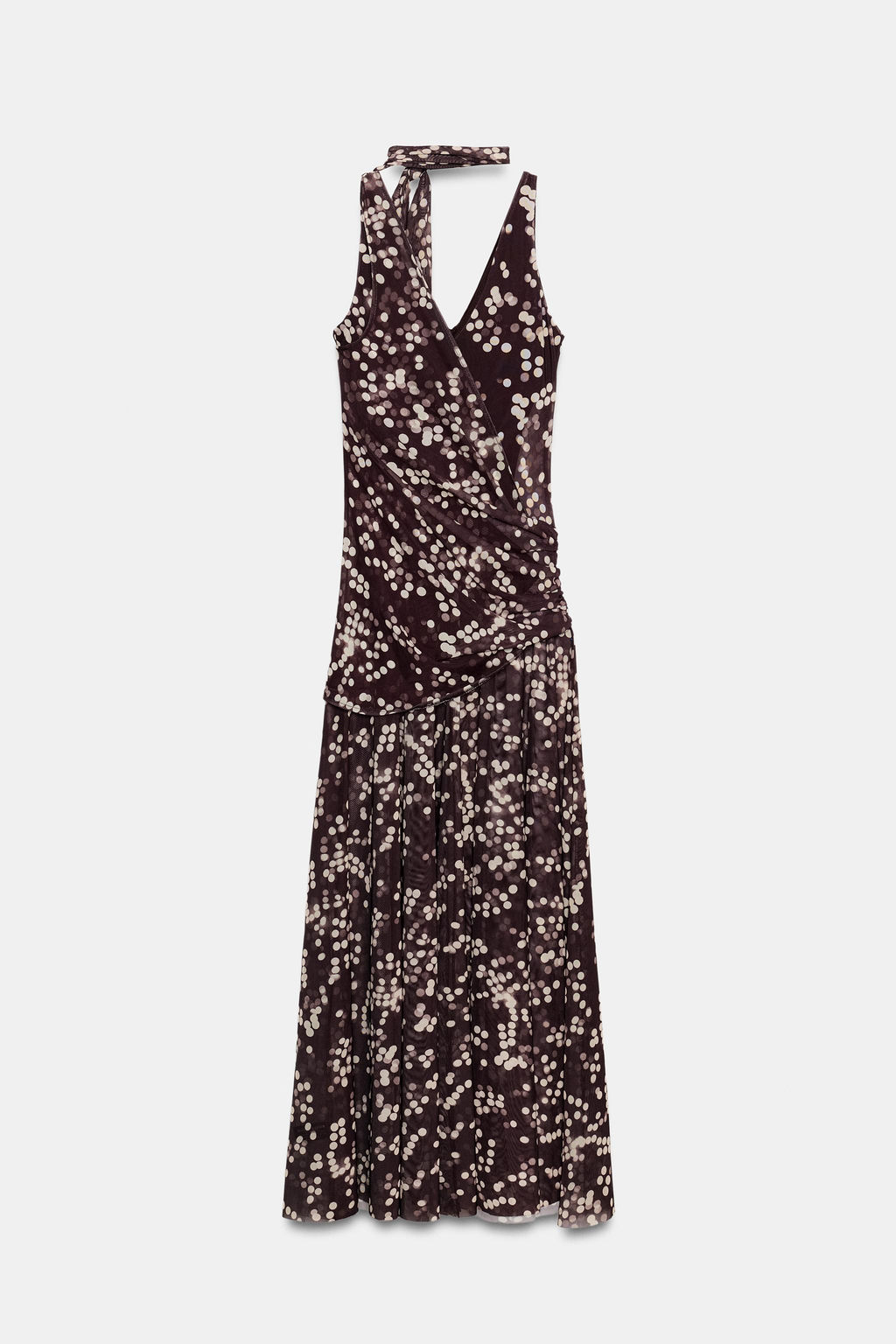 VESTIDO LARGO TUL LUNARES / Marr?n / Crudo - Zara фото 8